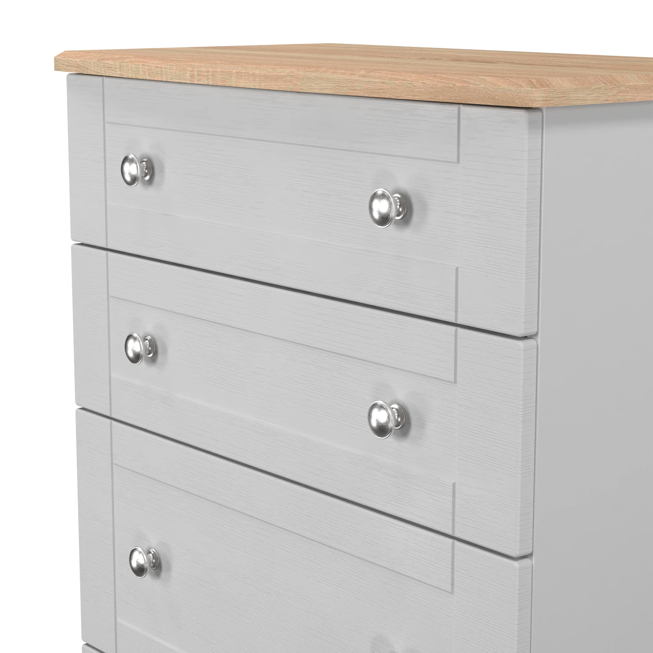 Tutbury Ready Assembled 4 Drawer Deep Chest in Grey Ash & Bardolino Oak - Image 5