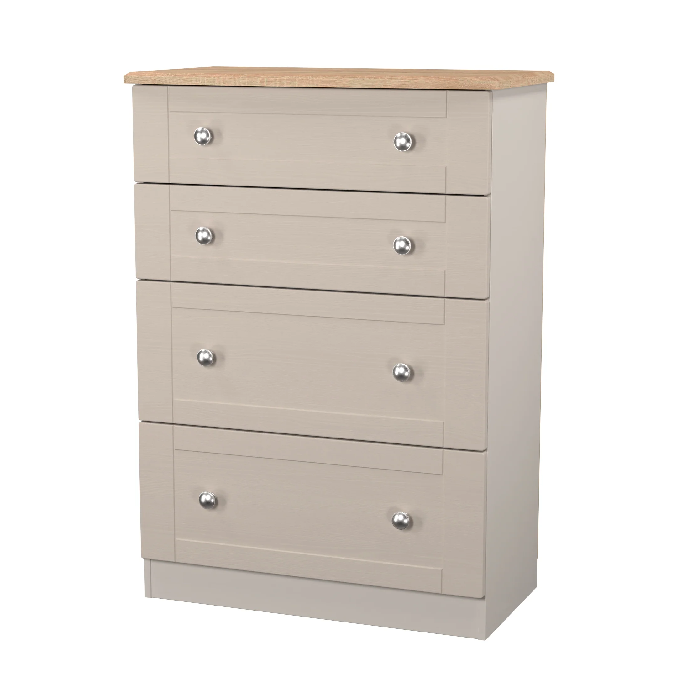 Tutbury Ready Assembled 4 Drawer Deep Chest in Kashmir Ash & Bardolino Oak - Image 3