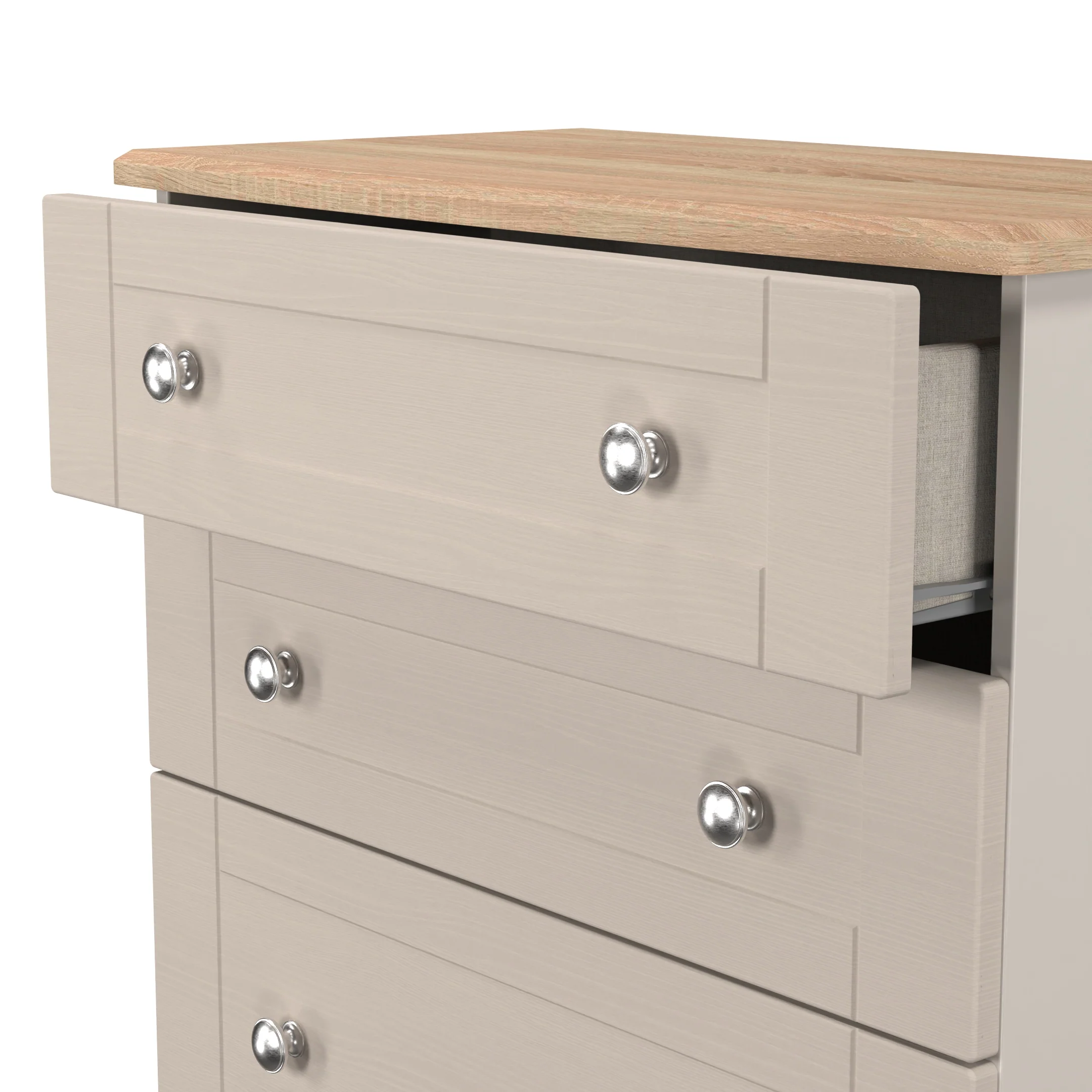 Tutbury Ready Assembled 4 Drawer Deep Chest in Kashmir Ash & Bardolino Oak - Image 5