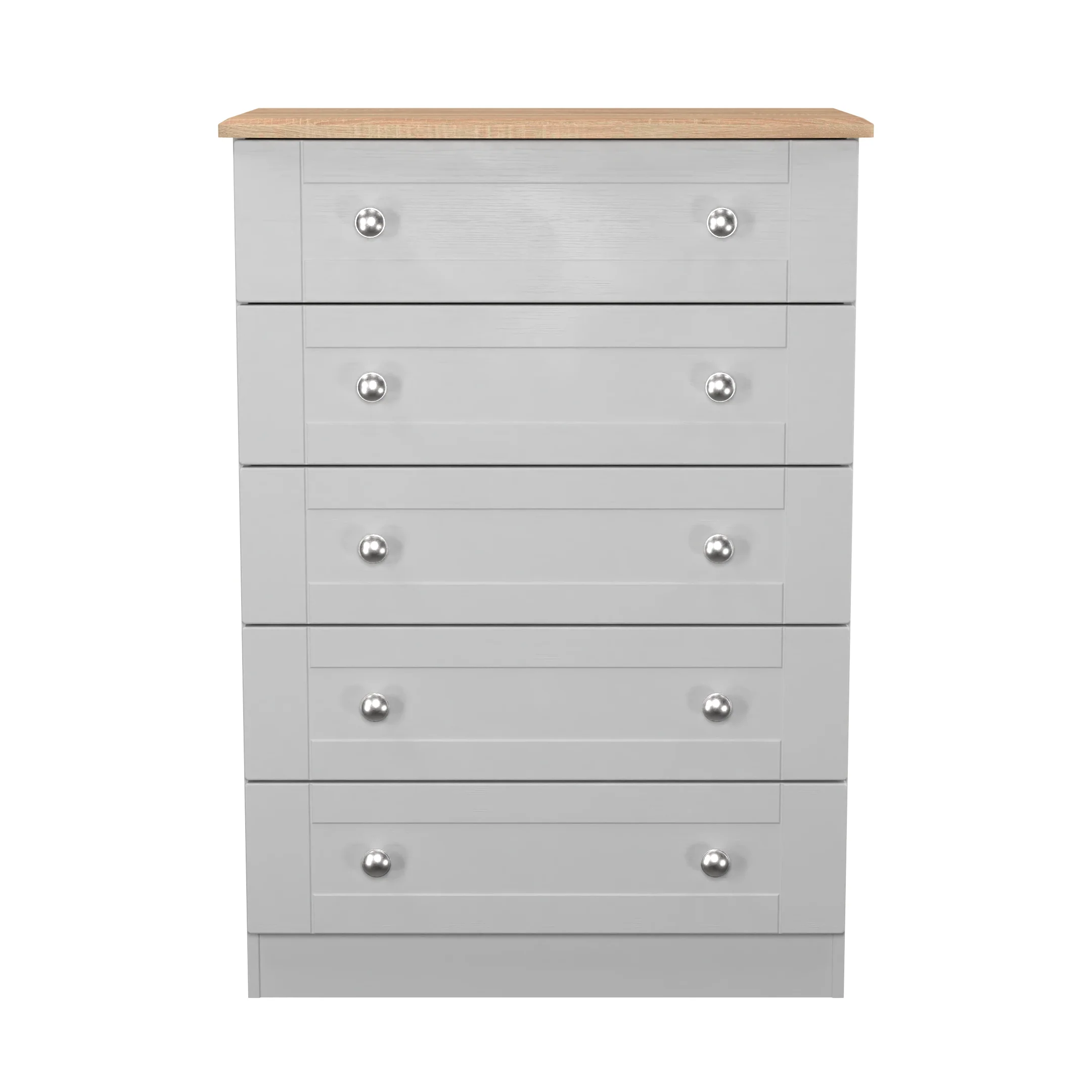 Tutbury Ready Assembled 5 Drawer Chest in Grey Ash & Bardolino Oak - Image 2