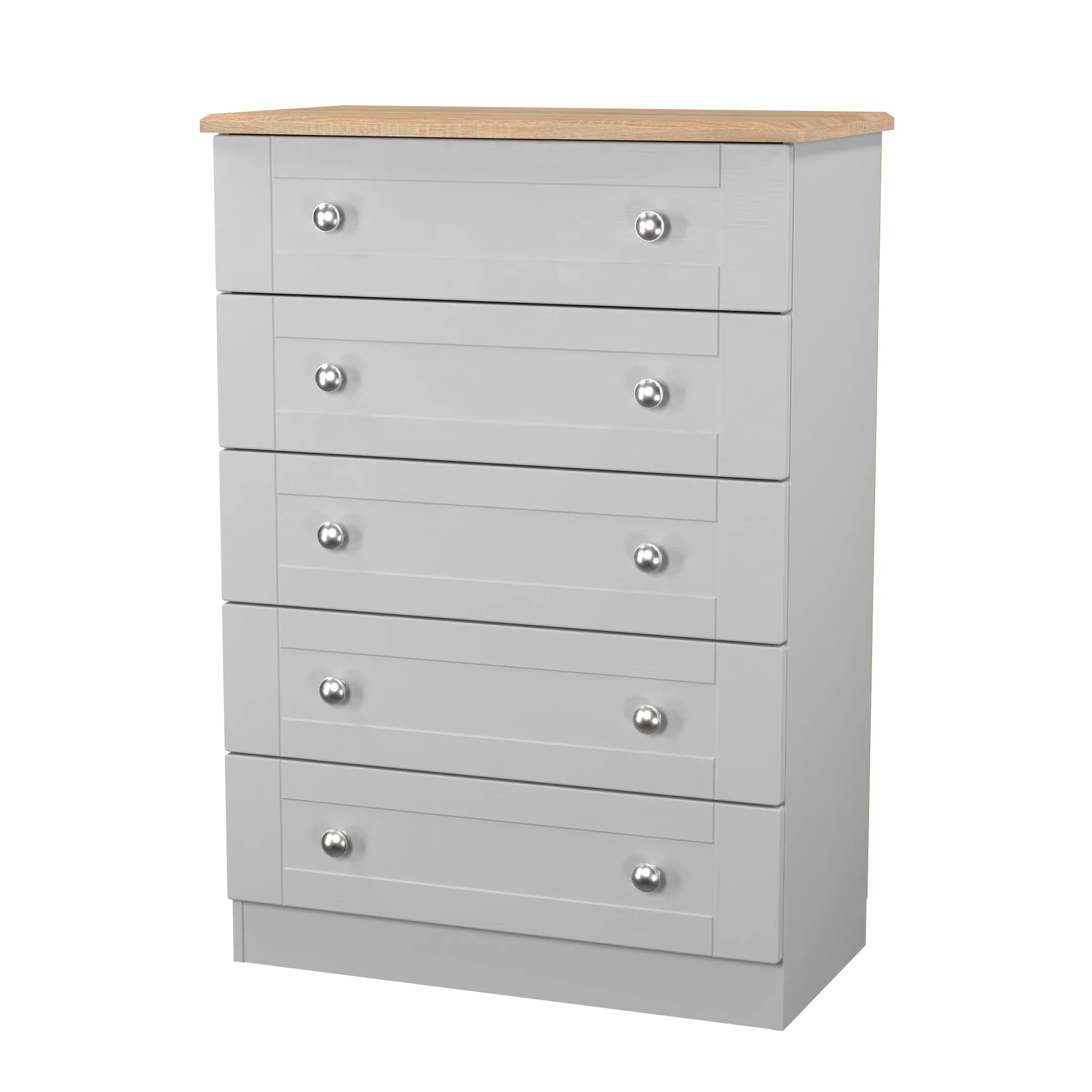 Tutbury Ready Assembled 5 Drawer Chest in Grey Ash & Bardolino Oak - Image 4