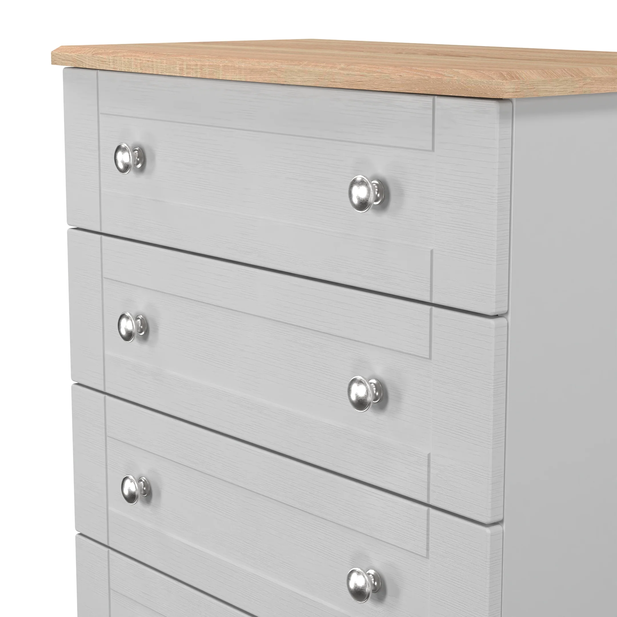 Tutbury Ready Assembled 5 Drawer Chest in Grey Ash & Bardolino Oak - Image 5