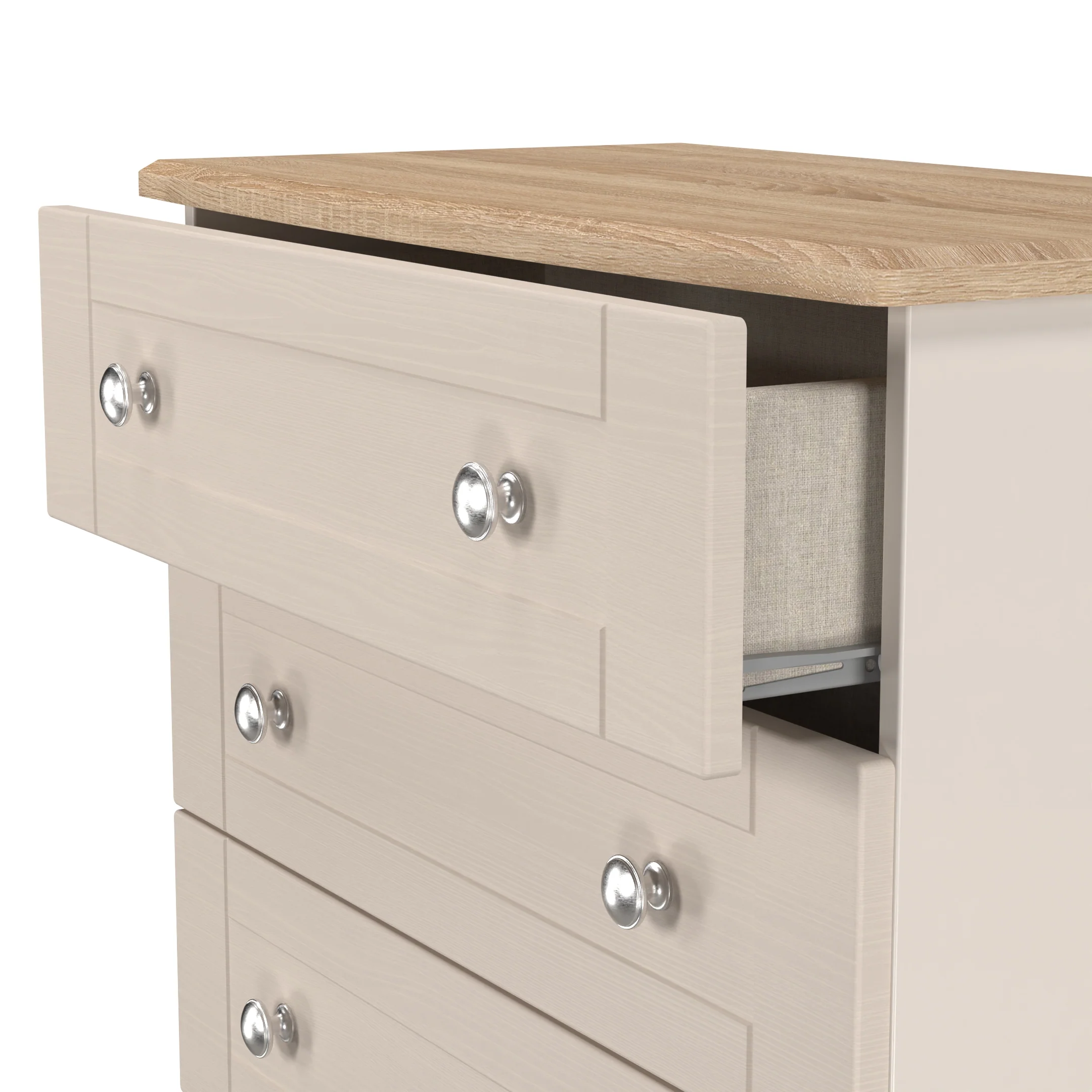 Tutbury Ready Assembled 5 Drawer Chest in Kashmir Ash & Bardolino Oak - Image 6