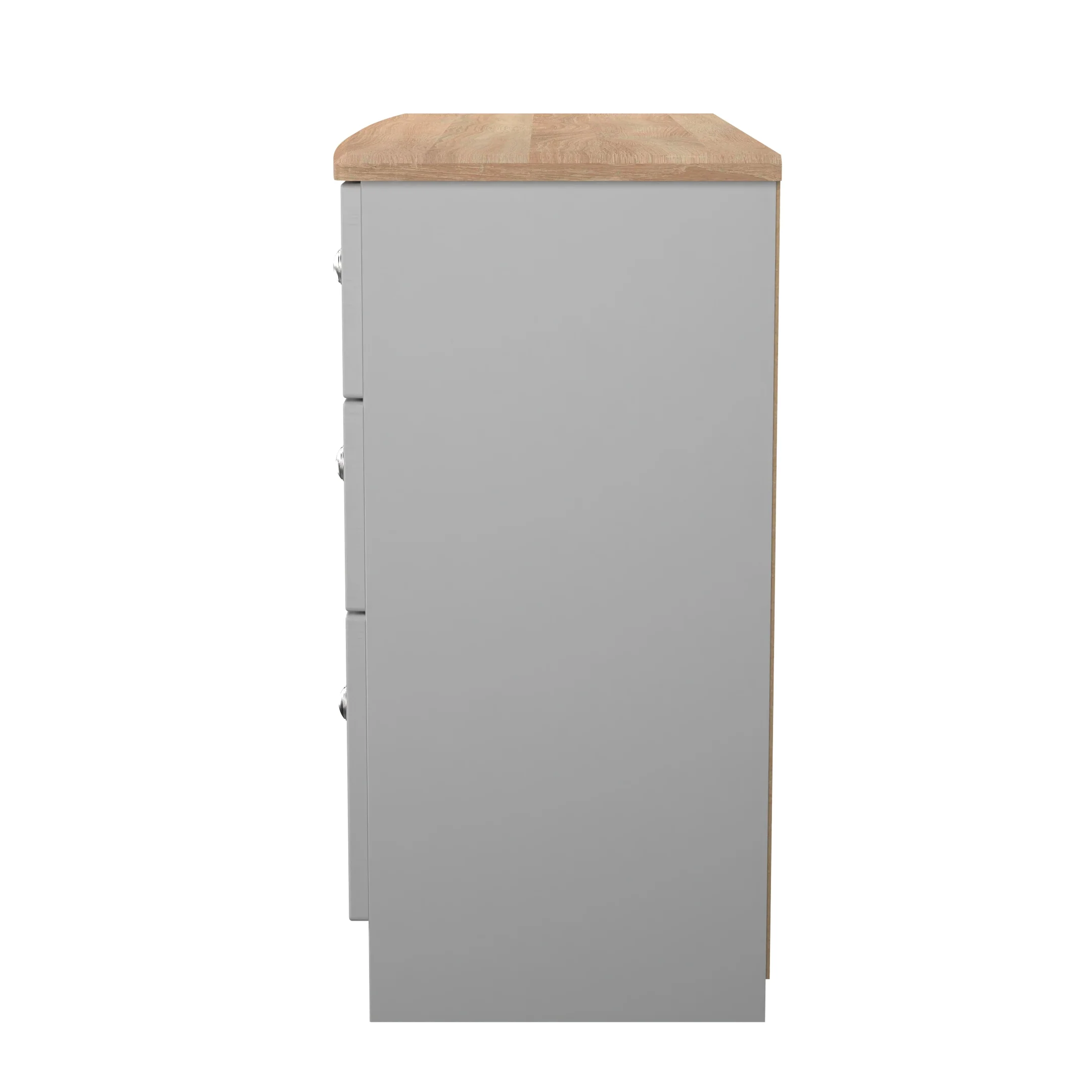 Tutbury Ready Assembled 6 Drawer Wide Chest in Grey Ash & Bardolino Oak - Image 3