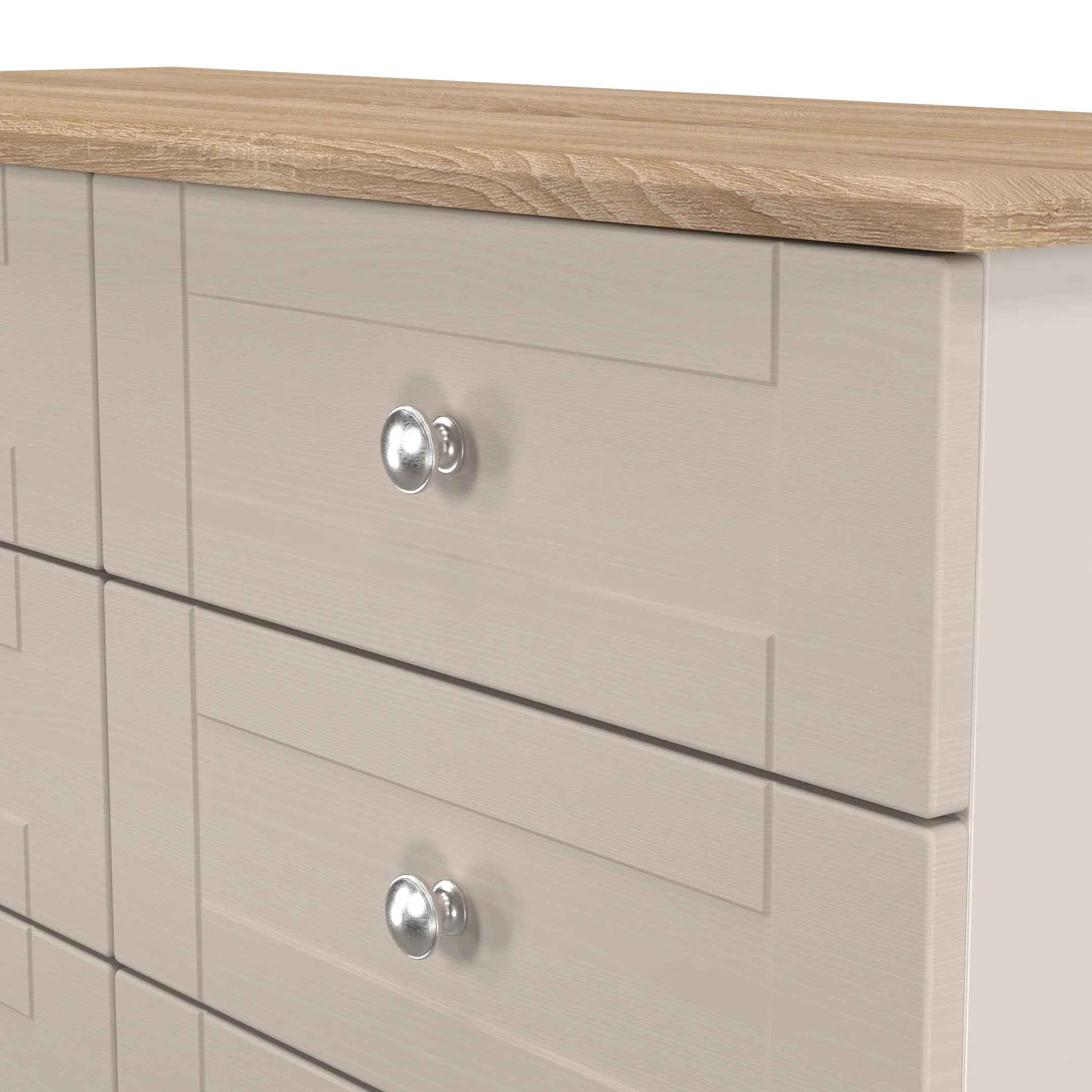 Tutbury Ready Assembled 6 Drawer Wide Chest in Kashmir Ash & Bardolino Oak - Image 5