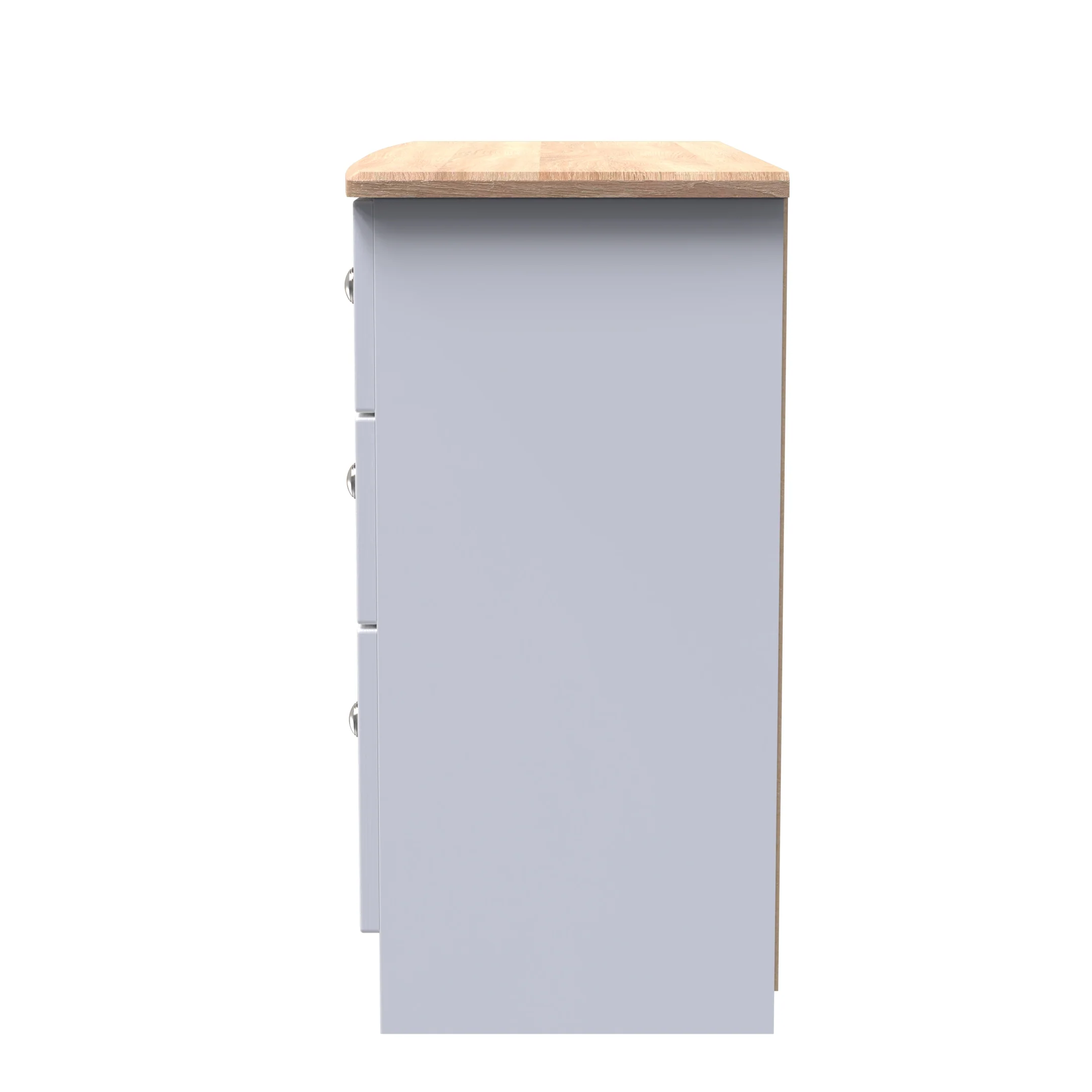 Tutbury Ready Assembled 6 Drawer Wide Chest in White Ash & Bardolino Oak - Image 3