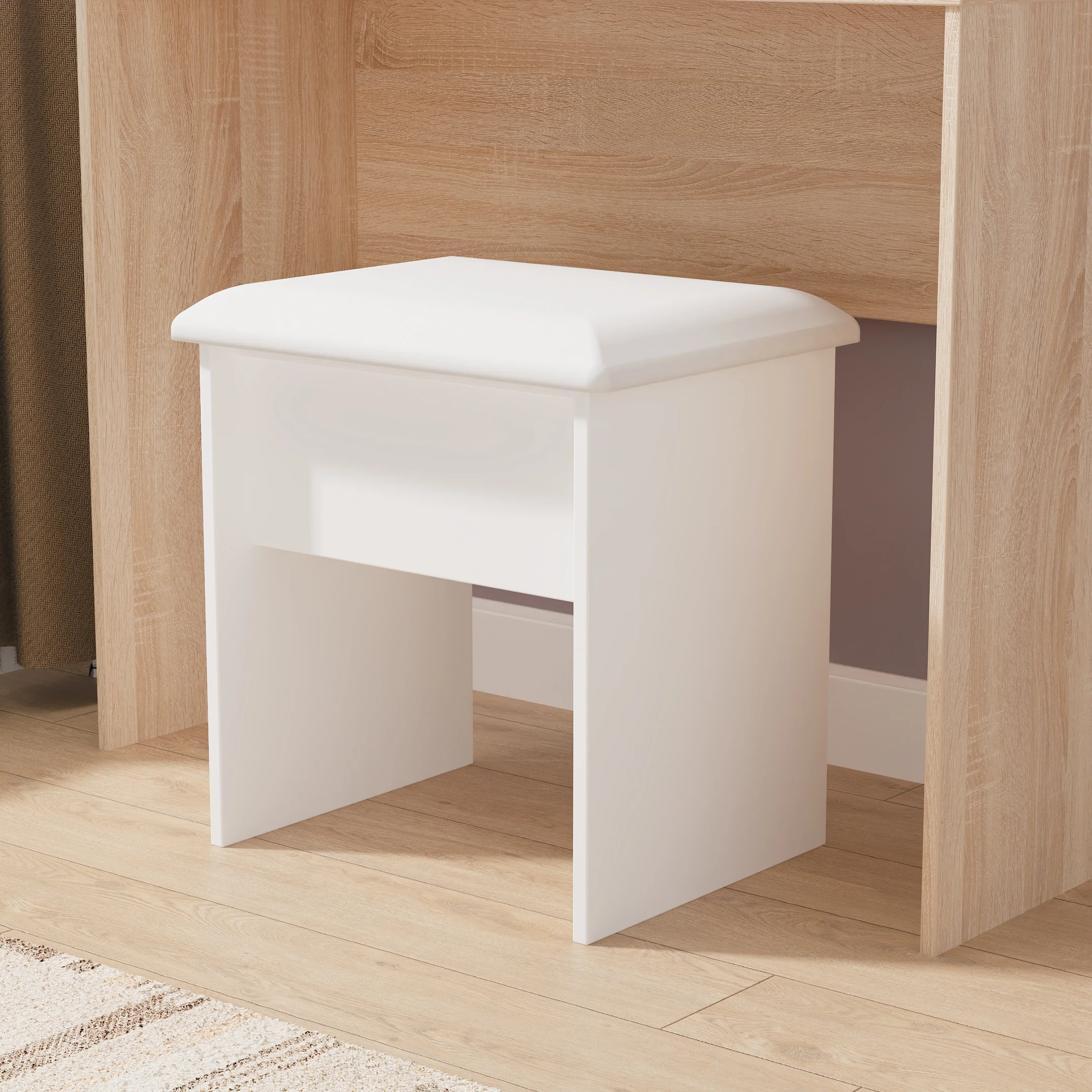 Tutbury Ready Assembled Stool in White Ash & Bardolino Oak