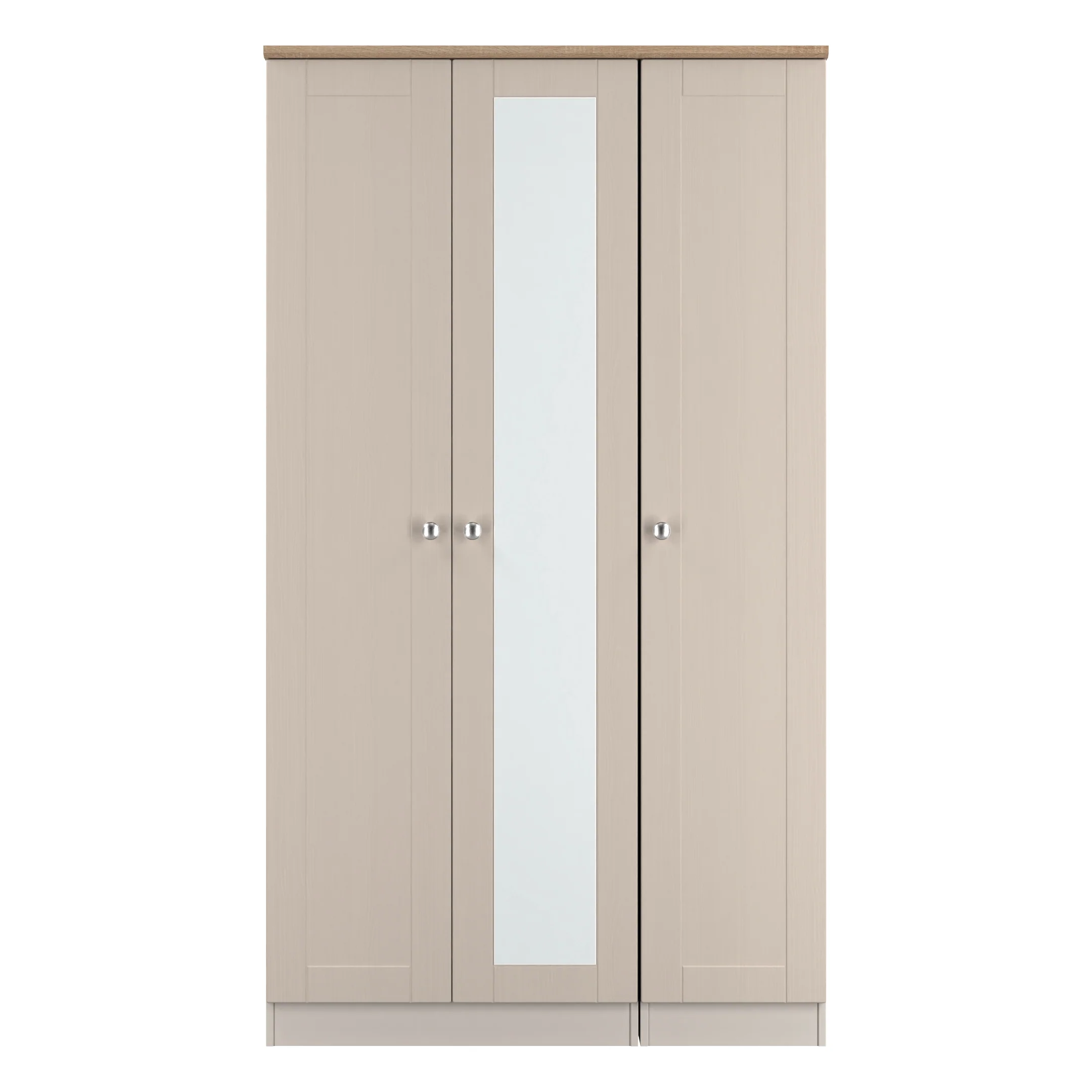 Tutbury Ready Assembled Tall Triple Mirror Wardrobe in Kashmir Ash & Bardolino Oak - Image 2