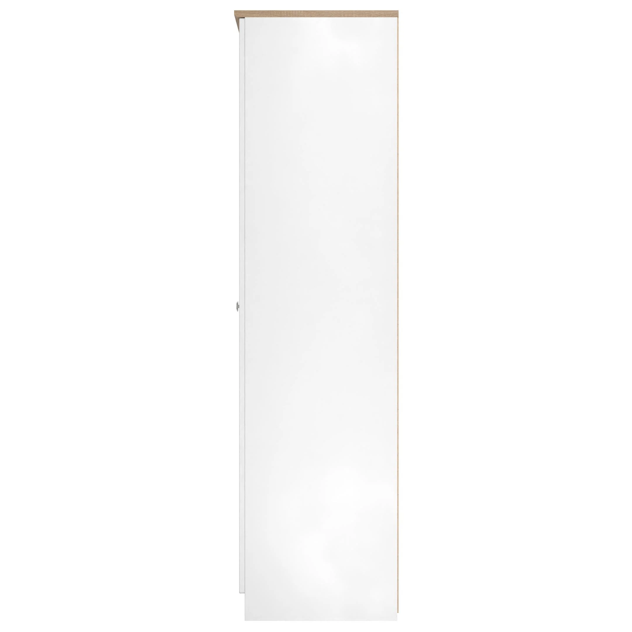 Tutbury Ready Assembled Tall Triple Mirror Wardrobe in White Ash & Bardolino Oak - Image 3