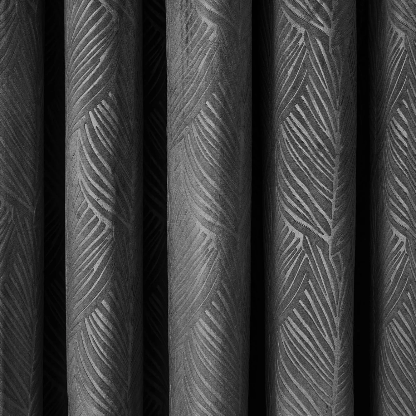 Twilight Velvet Embossed Blackout Curtains - Charcoal Grey - Image 3