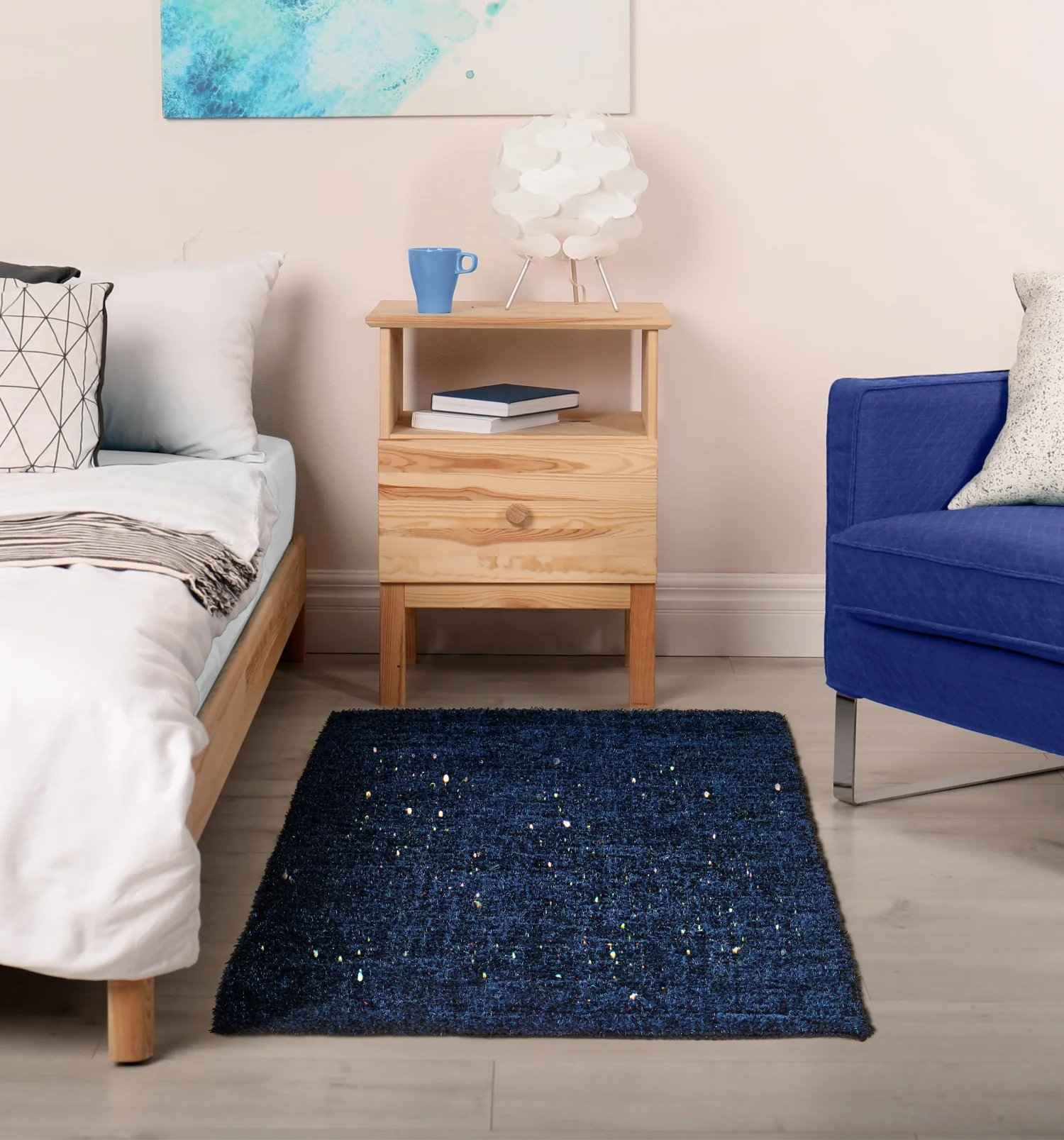 Twinkle - Super Soft Bath Mat Luxury Bath Mat With Sparkle Detailing In Navy - Image 3