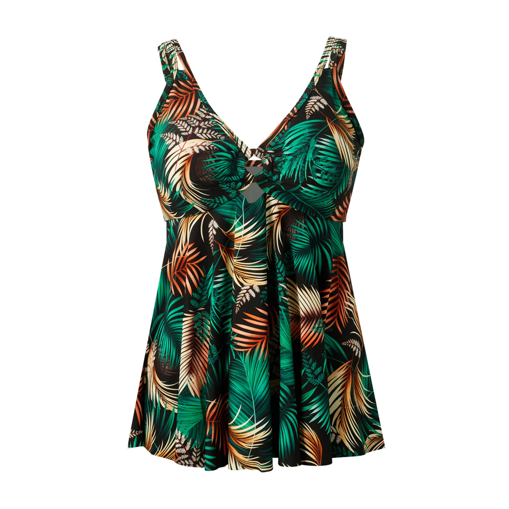 Two Piece Tankini Swimsuit With Double Shoulder Straps - Image 4