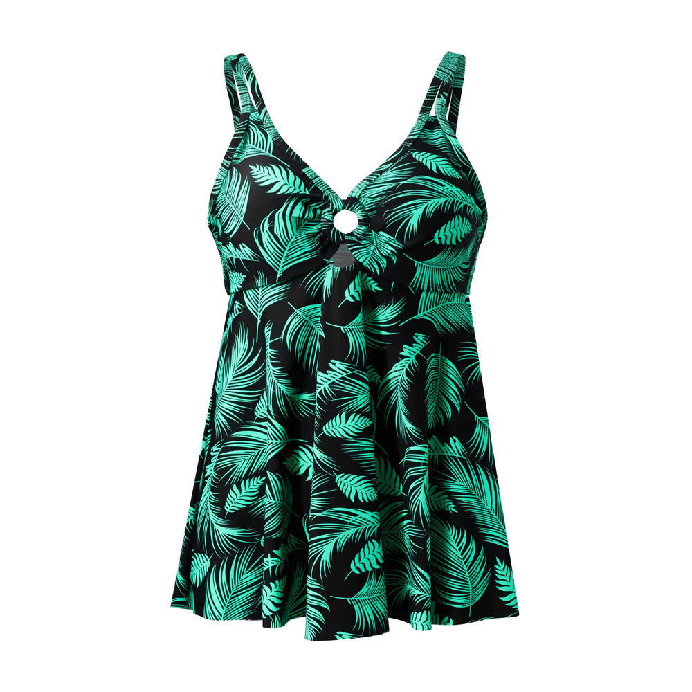 Two Piece Tankini Swimsuit With Double Shoulder Straps - Image 4