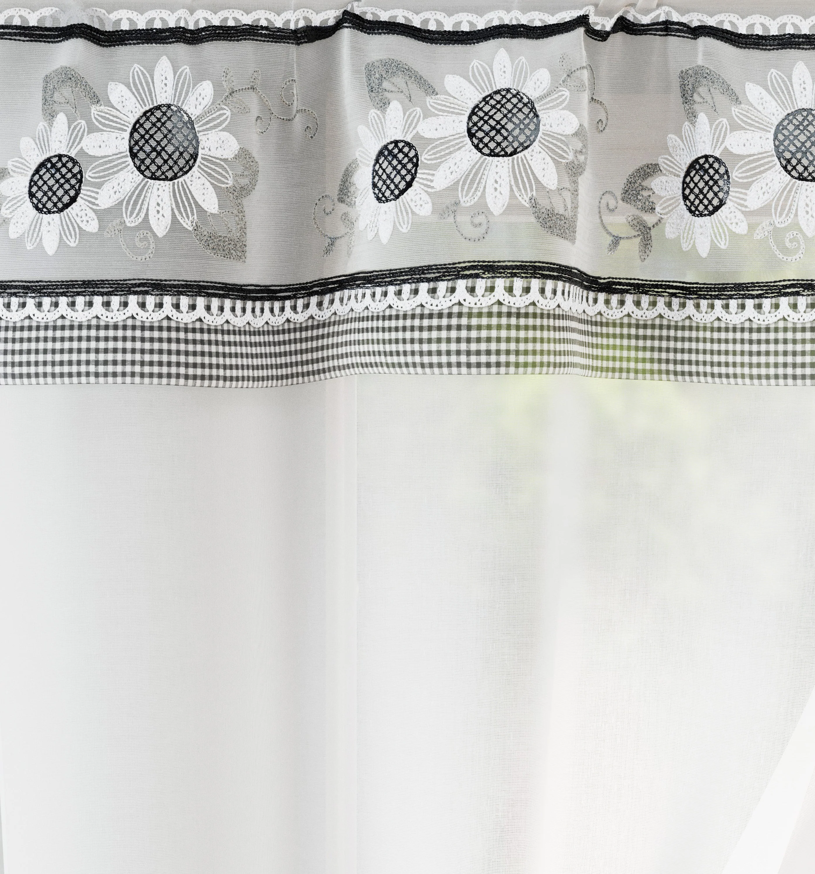Tyrone Textiles Keswick Black Floral Embroidery Window Set With Matching Tie Backs - Image 3