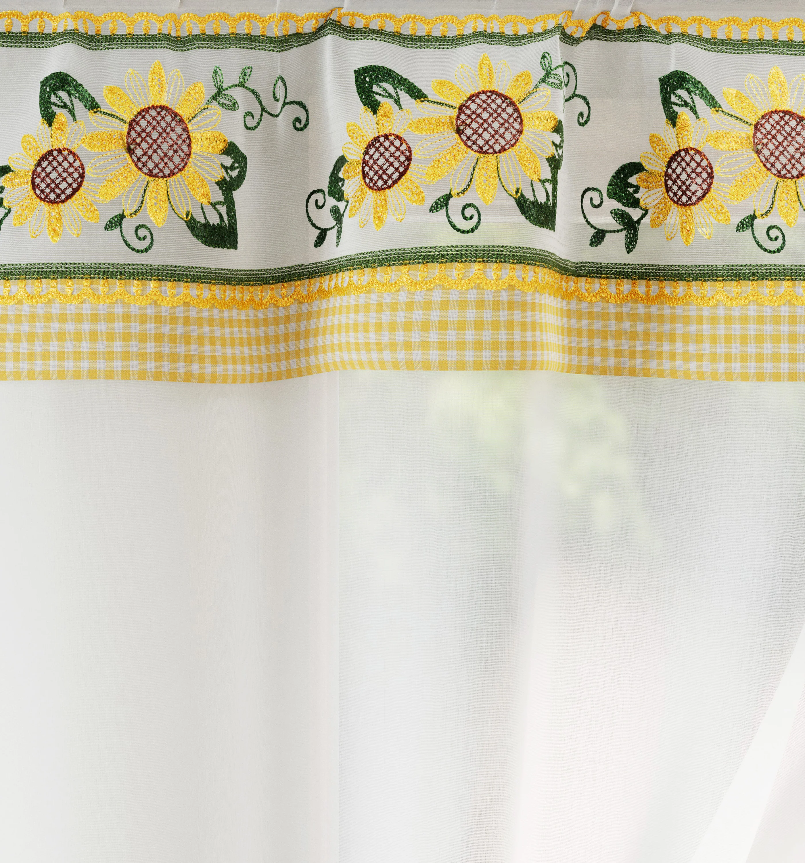 Tyrone Textiles Keswick Yellow Floral Embroidery Window Set With Matching Tie Backs - Image 3