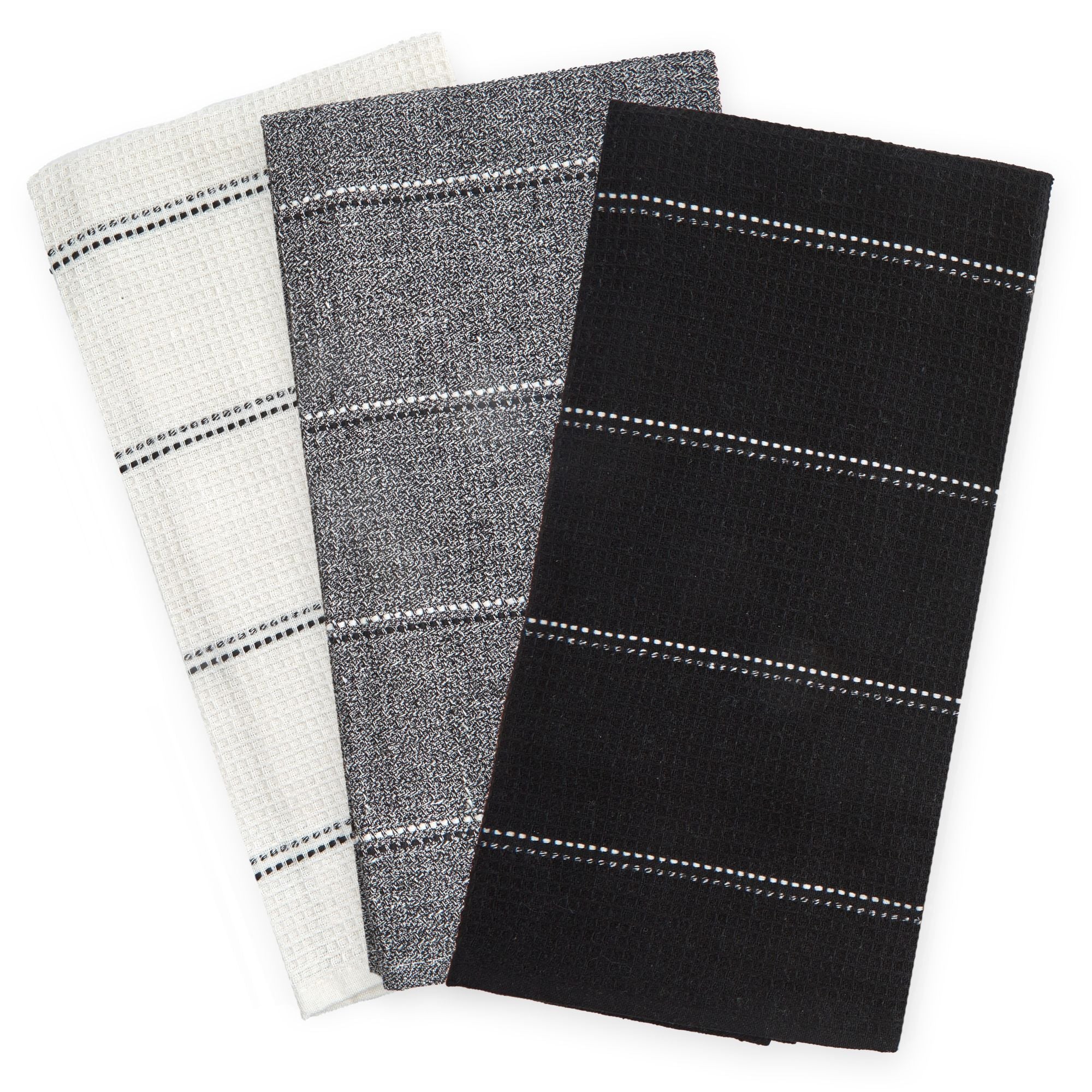 Utopia 3 Pack Kitchen Tea Towel Set in Black - Image 3