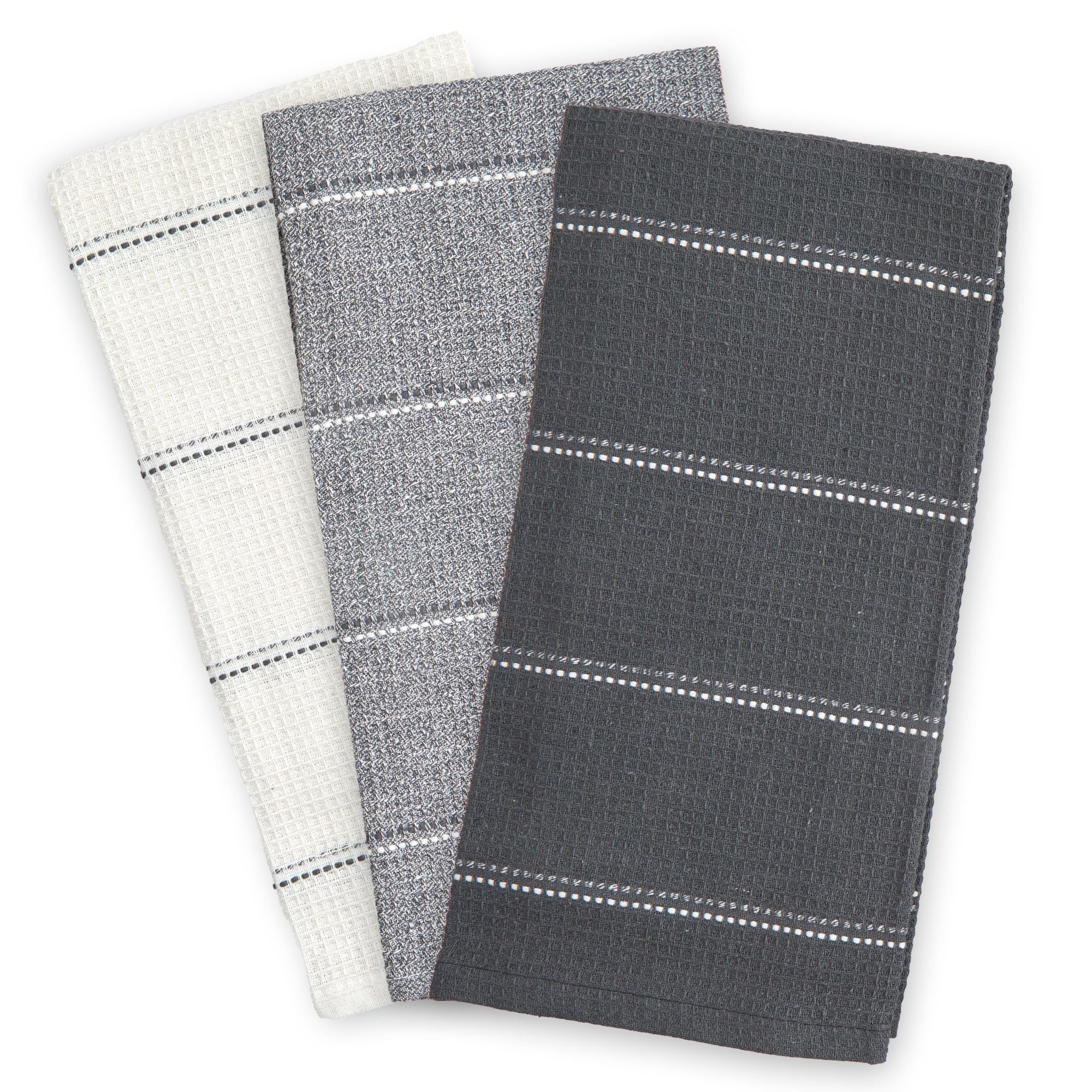 Utopia 3 Pack Kitchen Tea Towel Set in Grey - Image 3