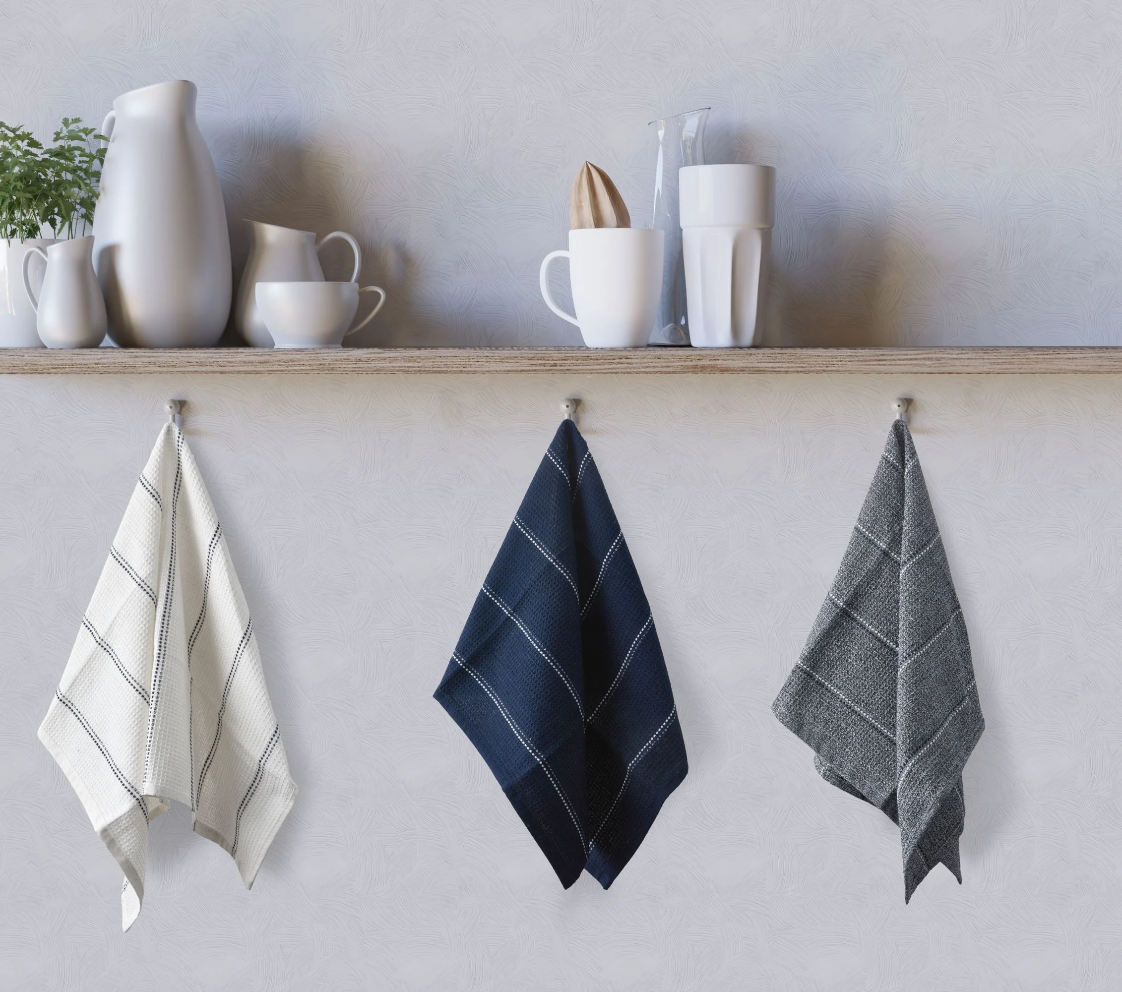 Utopia 3 Pack Kitchen Tea Towel Set in Navy - Image 2