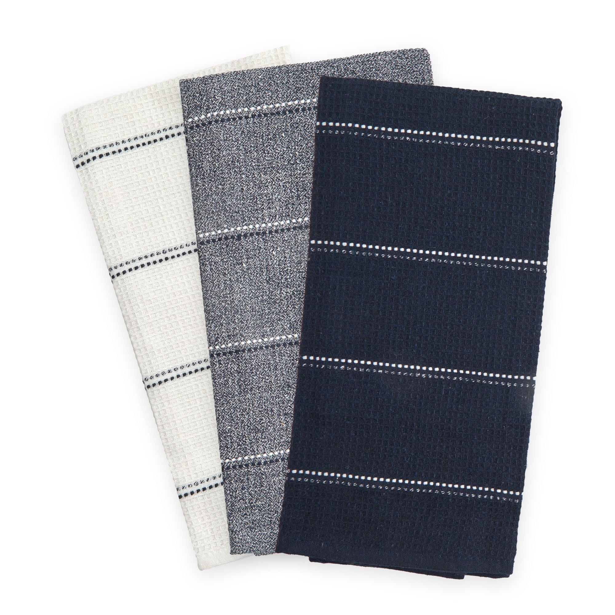 Utopia 3 Pack Kitchen Tea Towel Set in Navy - Image 3