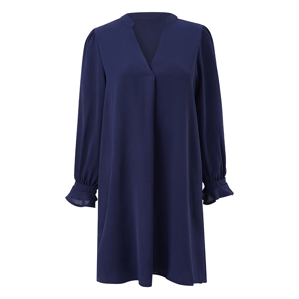 V-neck Long Sleeves Dress - Image 3