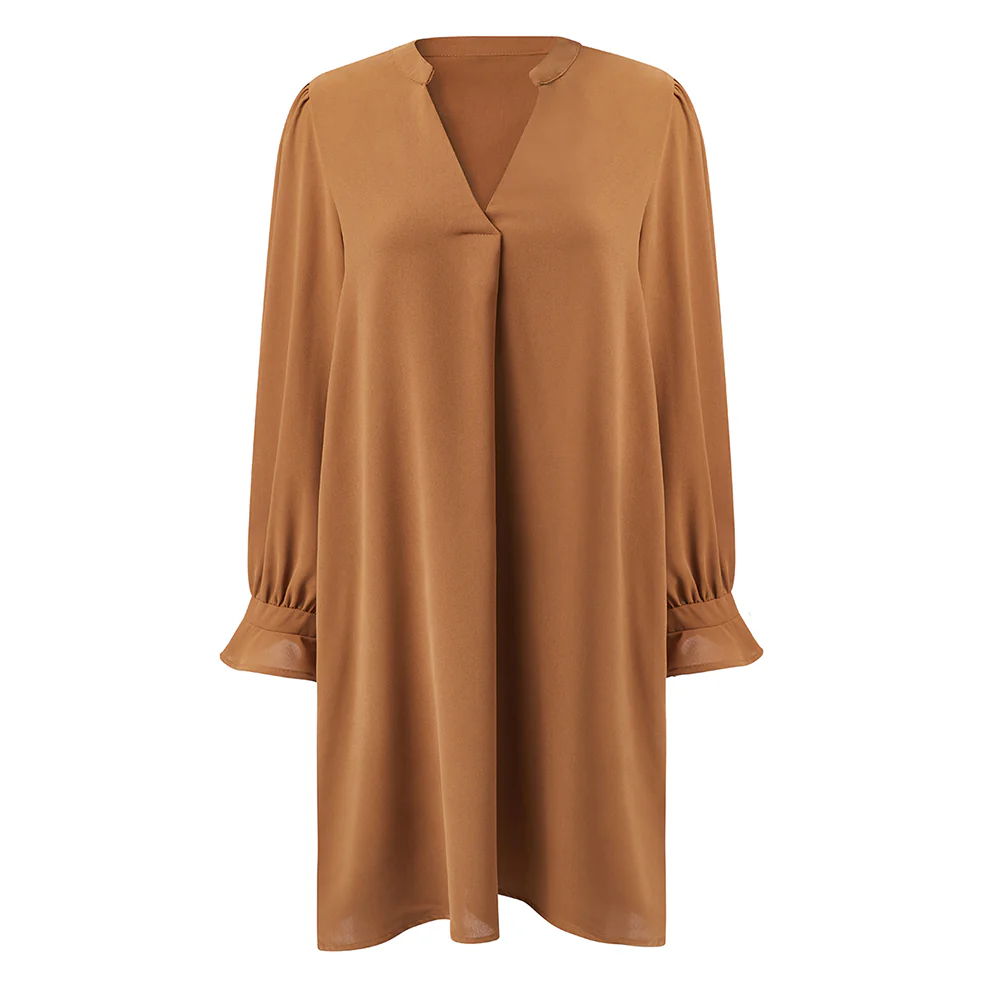 V-neck Long Sleeves Dress - Image 3