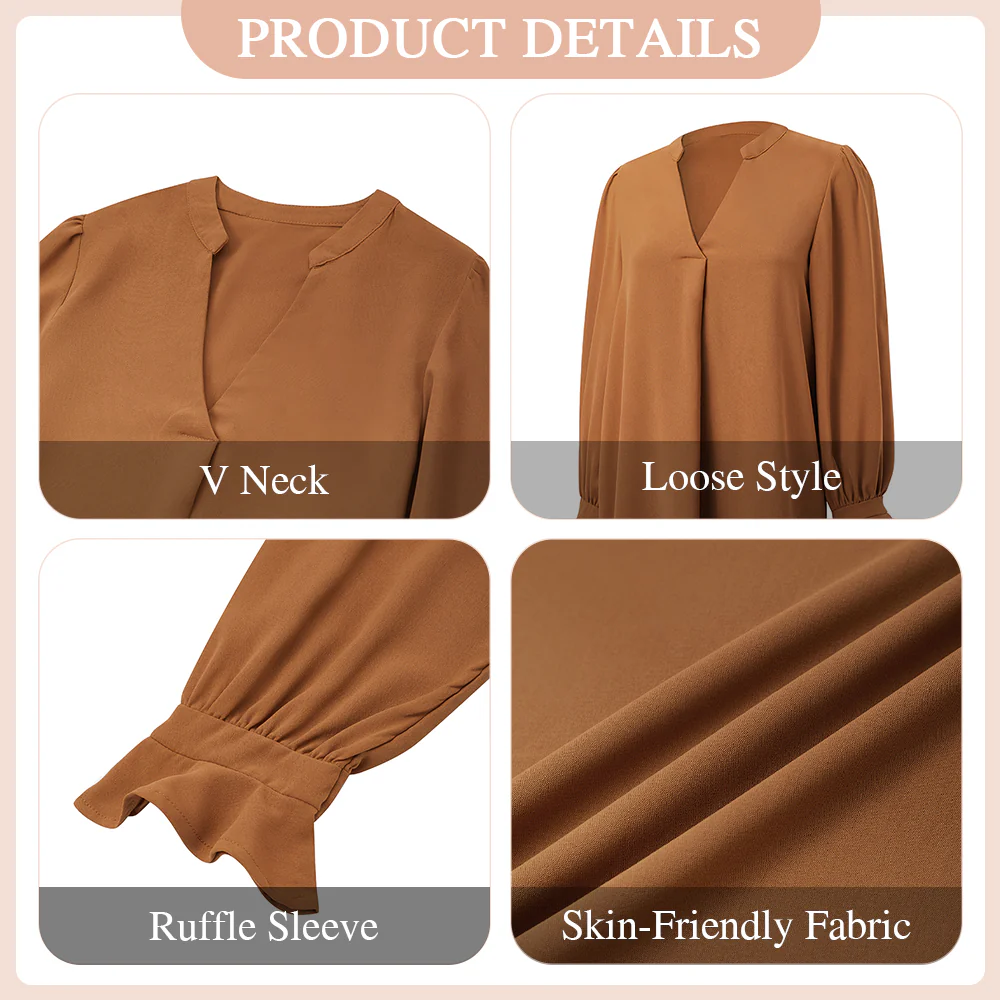 V-neck Long Sleeves Dress - Image 8