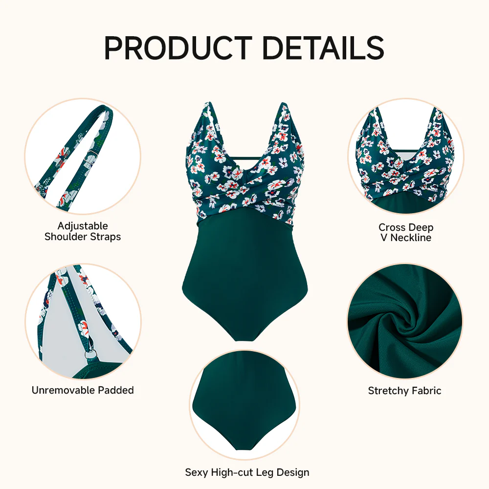 V-Neck One-Piece Swimsuit - Image 6