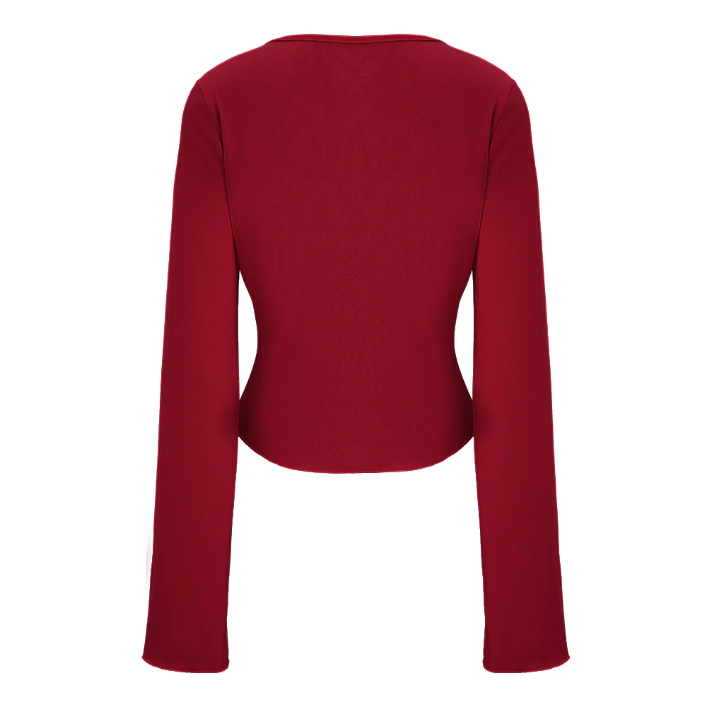 V-Neck Twist Front T-shirt with Long Bell Sleeves - Image 3