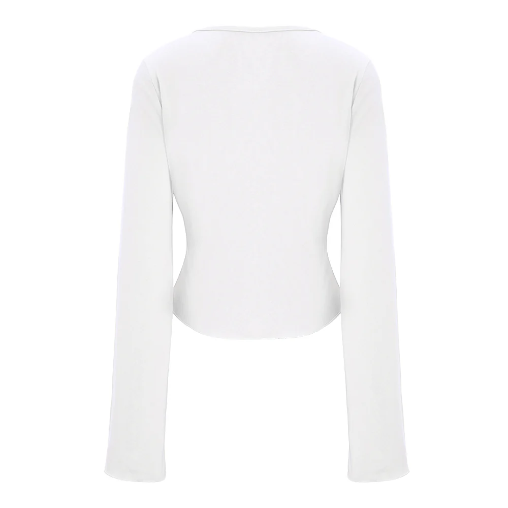 V-Neck Twist Front T-shirt with Long Bell Sleeves - Image 3