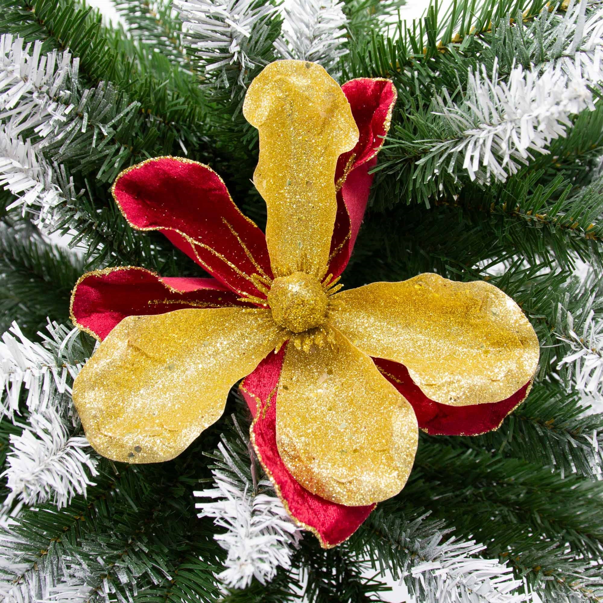 Velvet Flower Pick - Red/Gold - Image 2