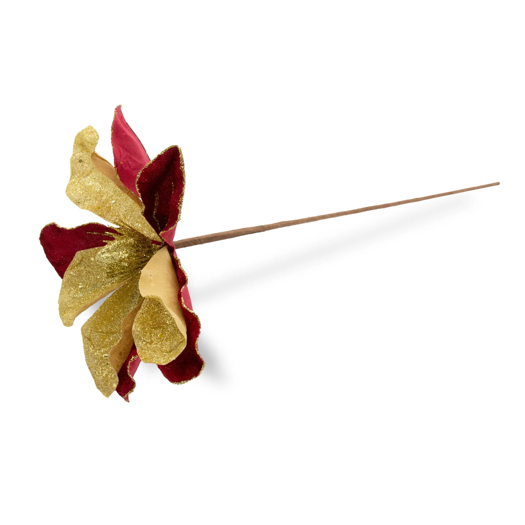 Velvet Flower Pick - Red/Gold - Image 3