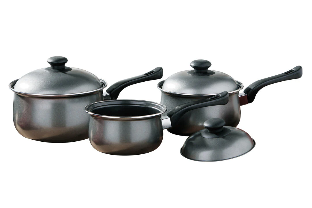 Viggo 3 Piece Black Saucepan Set with Lids