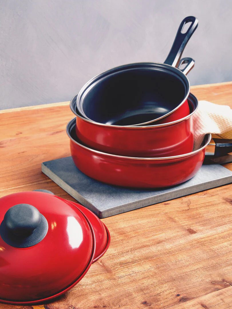 Viggo Red Non Stick 5 Piece Cookware Set - Image 3