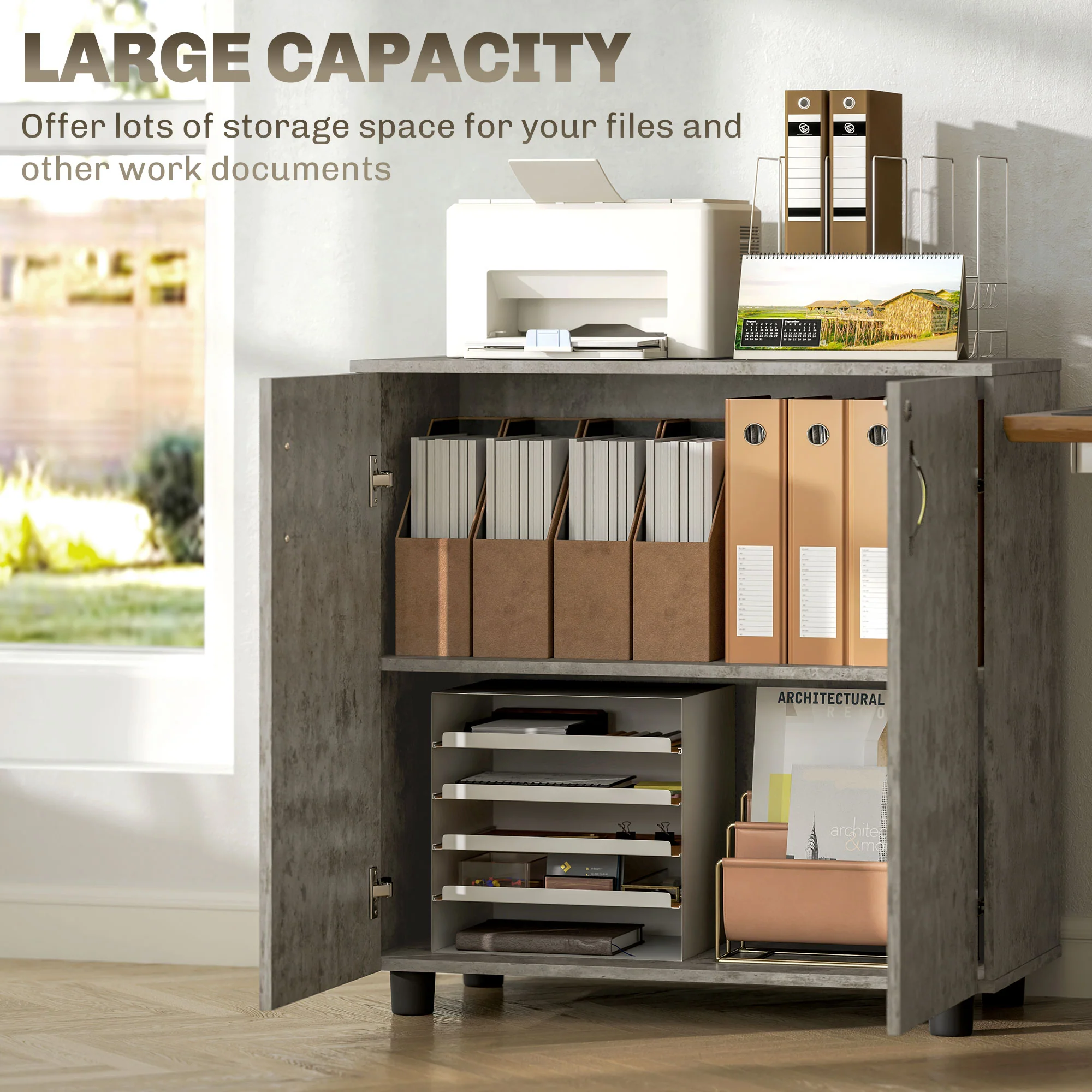 Vinsetto 2-Tier Locking Filing Cabinet Office Storage Cabinet - Image 12