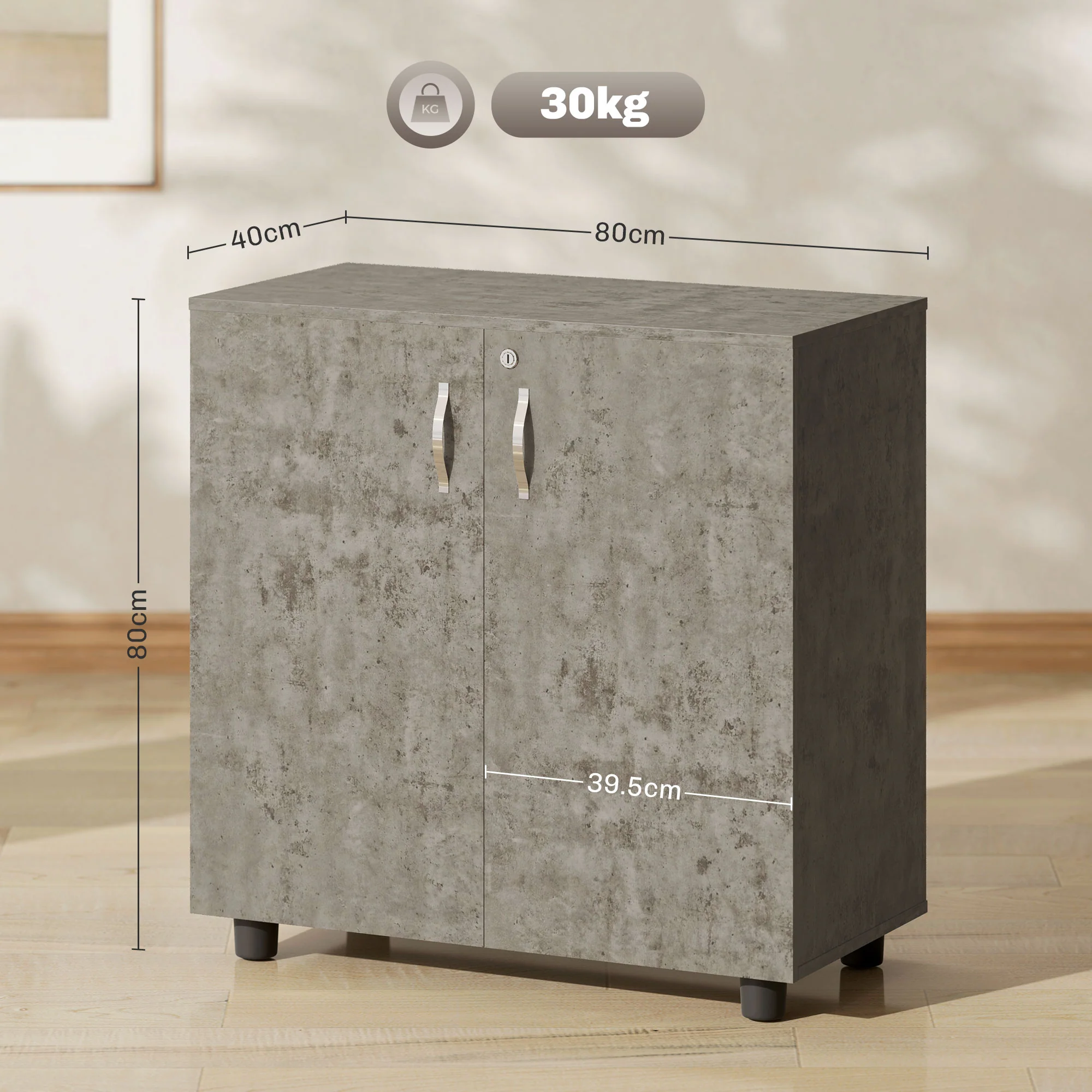 Vinsetto 2-Tier Locking Filing Cabinet Office Storage Cabinet - Image 14