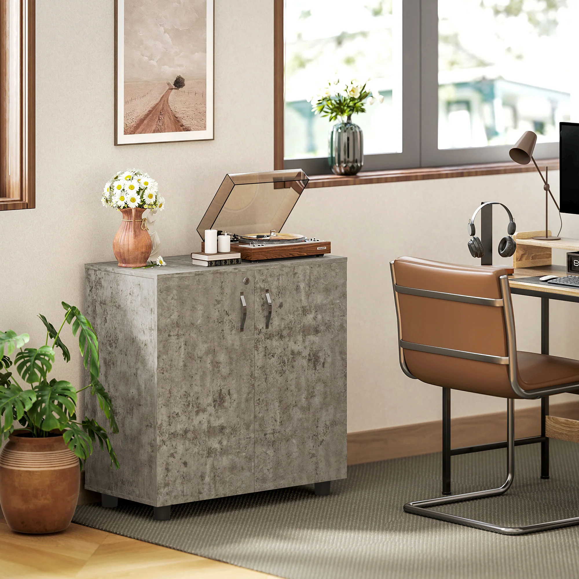 Vinsetto 2-Tier Locking Filing Cabinet Office Storage Cabinet - Image 17