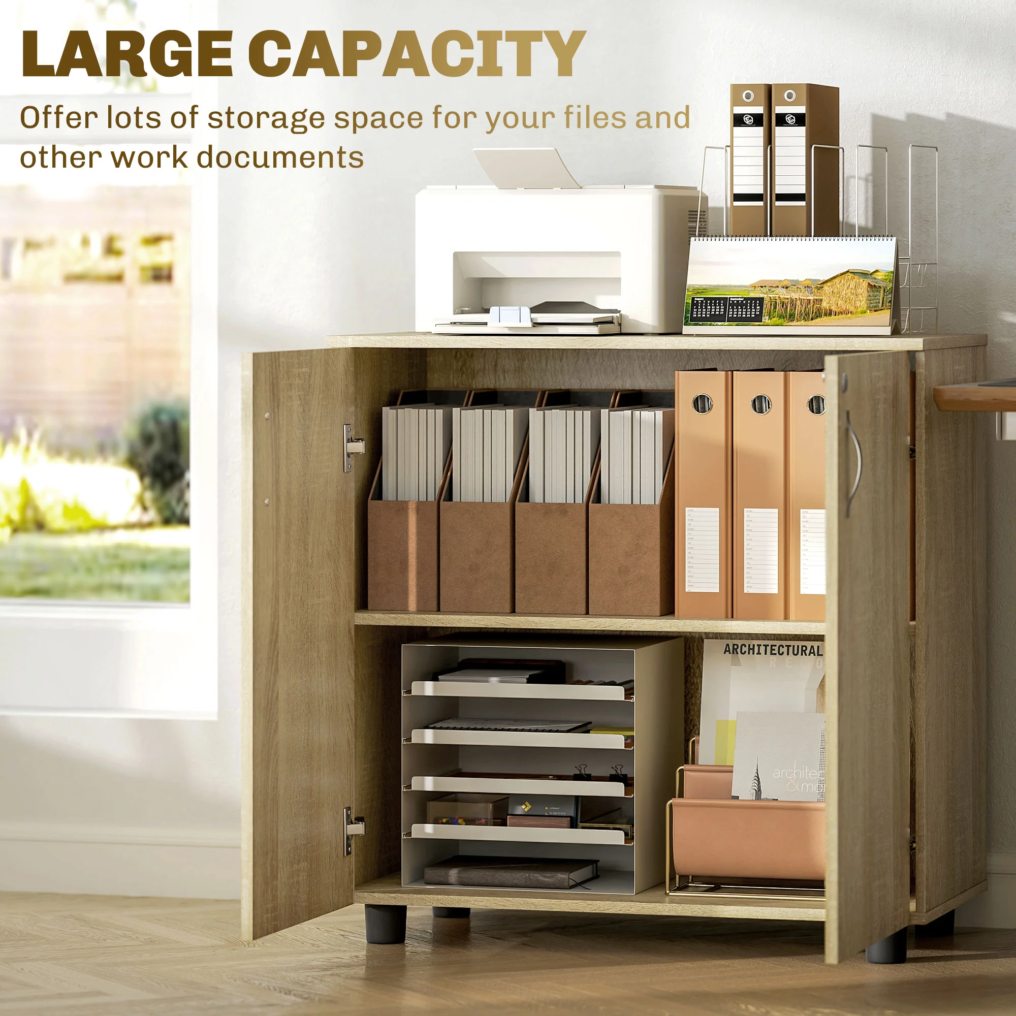 Vinsetto 2-Tier Locking Filing Cabinet Office Storage Cabinet - Image 3