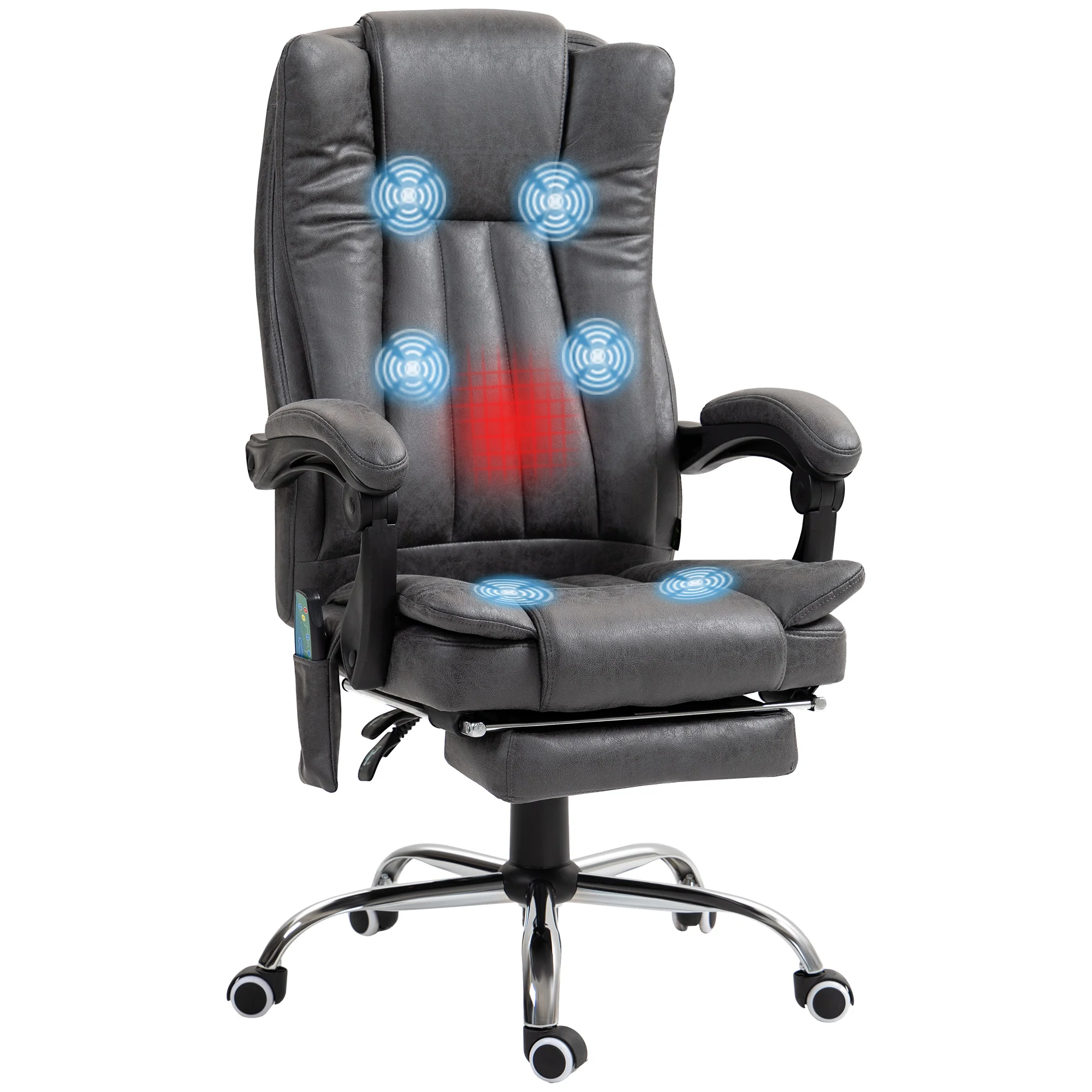 Vinsetto 6-Point Vibrating Heat Massage Chair W/ Microfibre Upholstery - Dark Brown/Light Brown/Charcoal Grey/Cream - Image 20