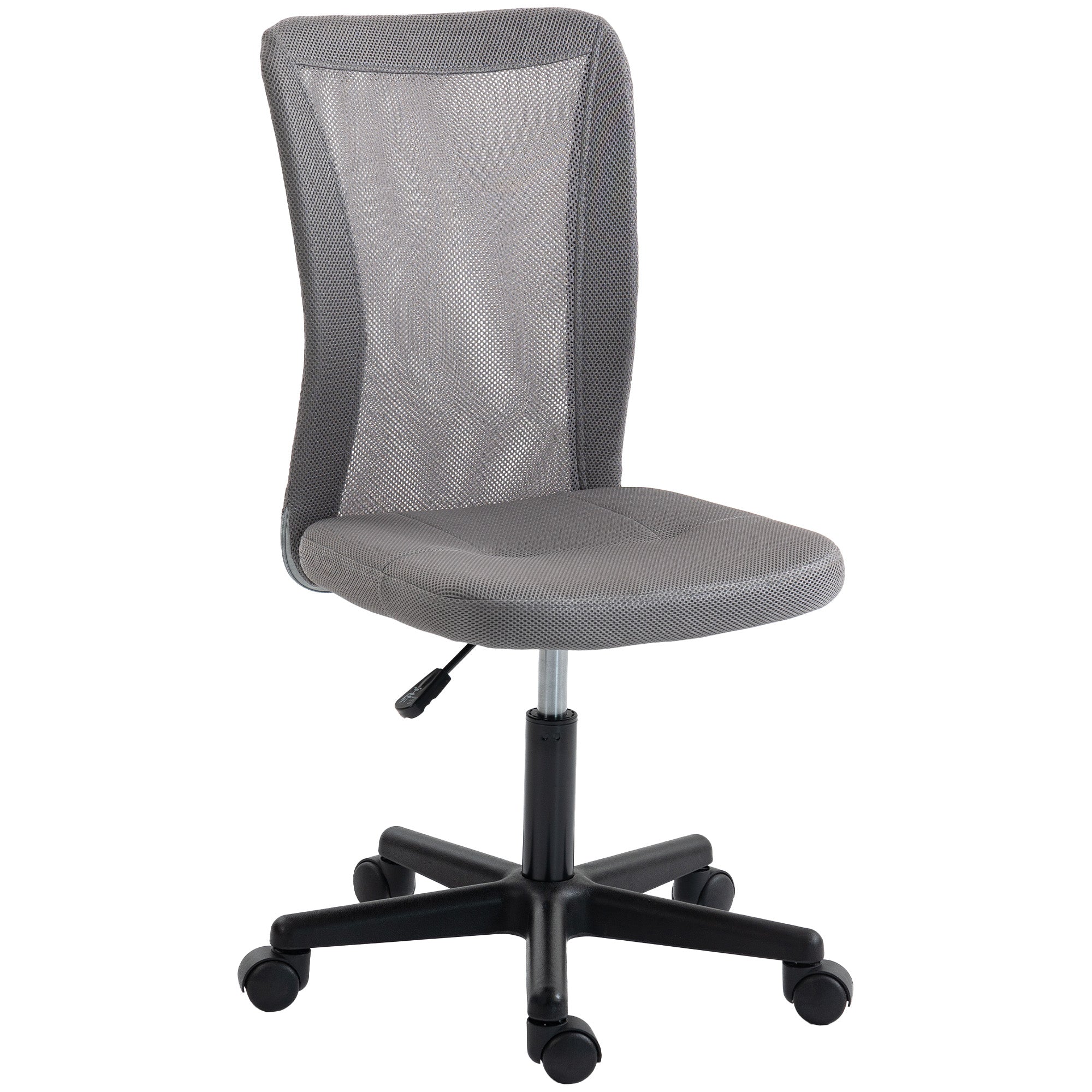 Vinsetto Armless Office Chair, Swivel Desk Chair W/ Adjustable Height Grey