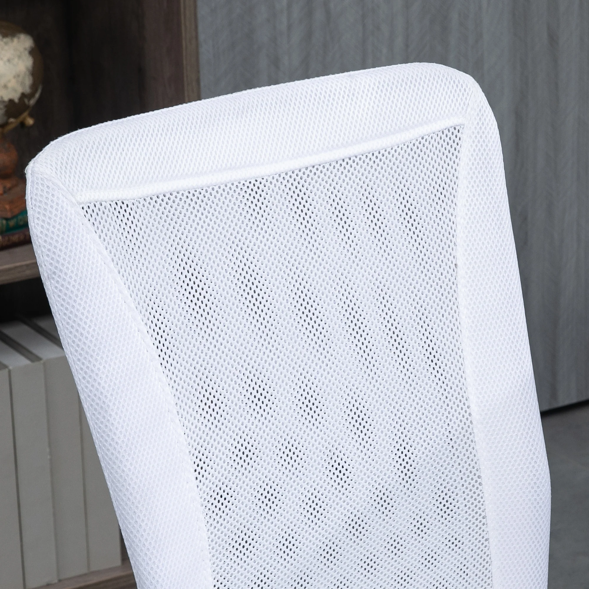 Vinsetto Armless Office Chair with Adjustable Height Mesh Back Wheels White - Image 8