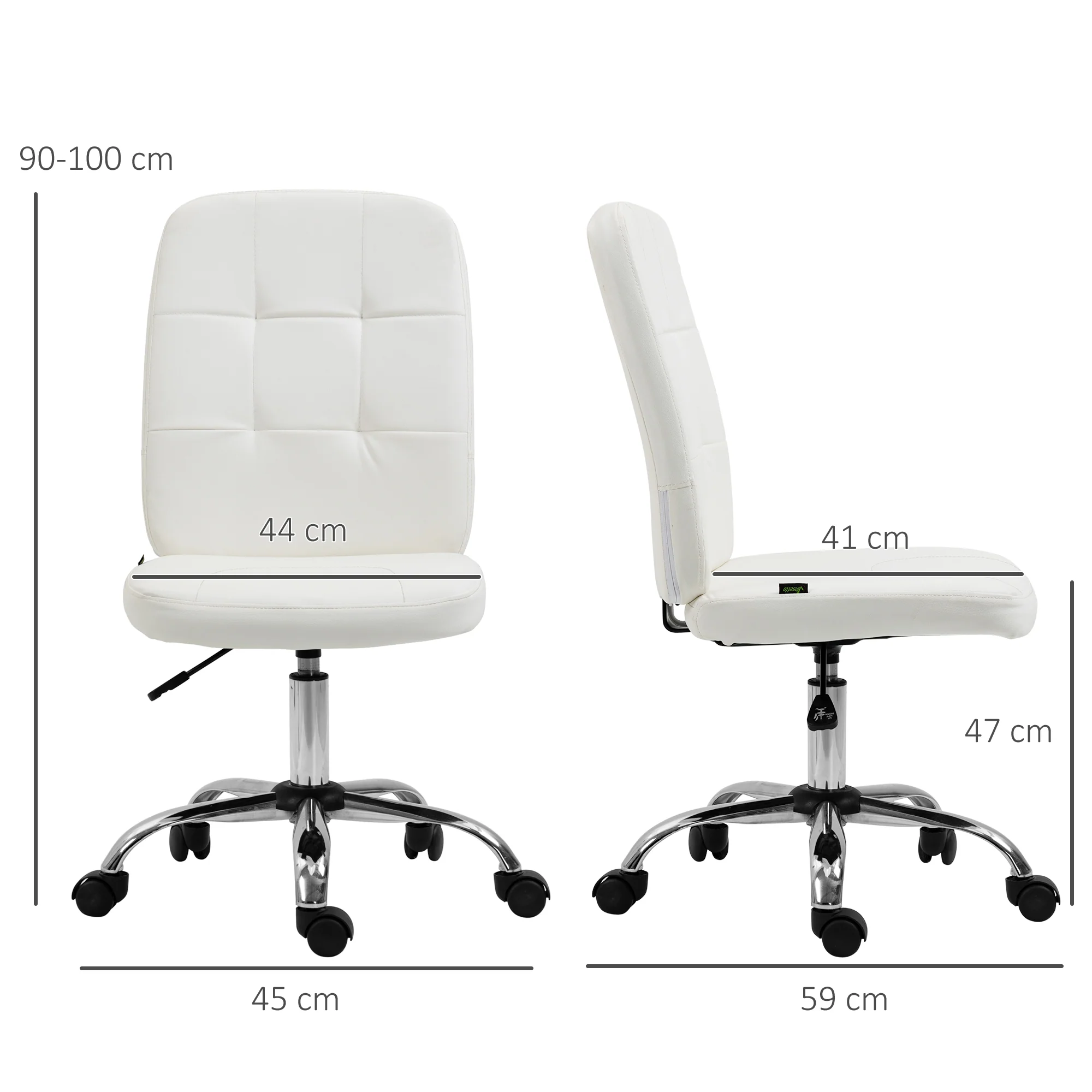 Vinsetto Curved Back Home Office Chair With Adjustable Height - White/Pink - Image 5