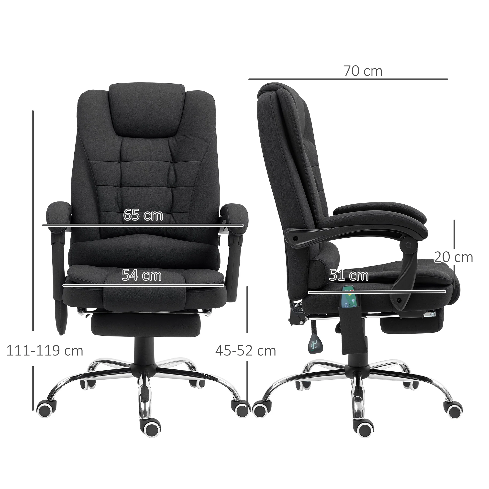 Vinsetto Ergonomic Heated 6 Points Vibration Massage Office Chair - Image 14