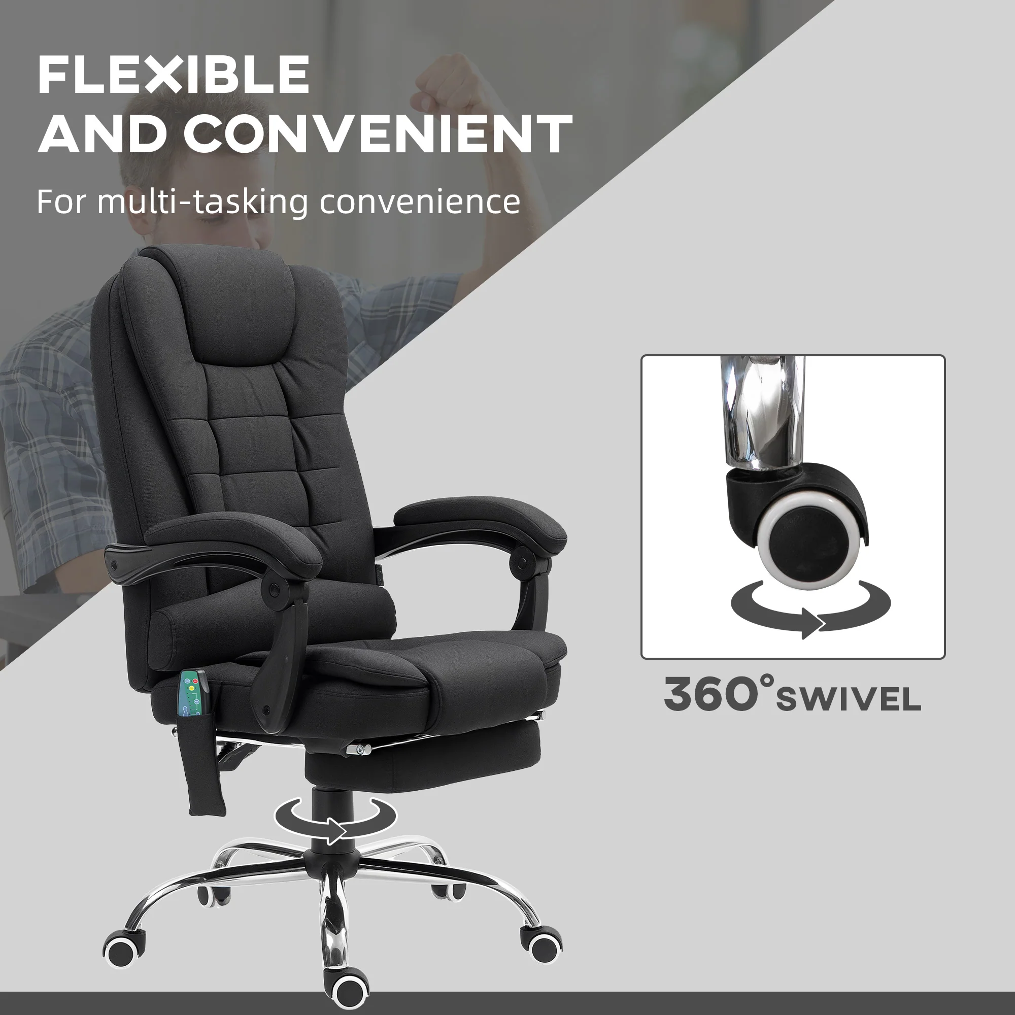 Vinsetto Ergonomic Heated 6 Points Vibration Massage Office Chair - Image 16
