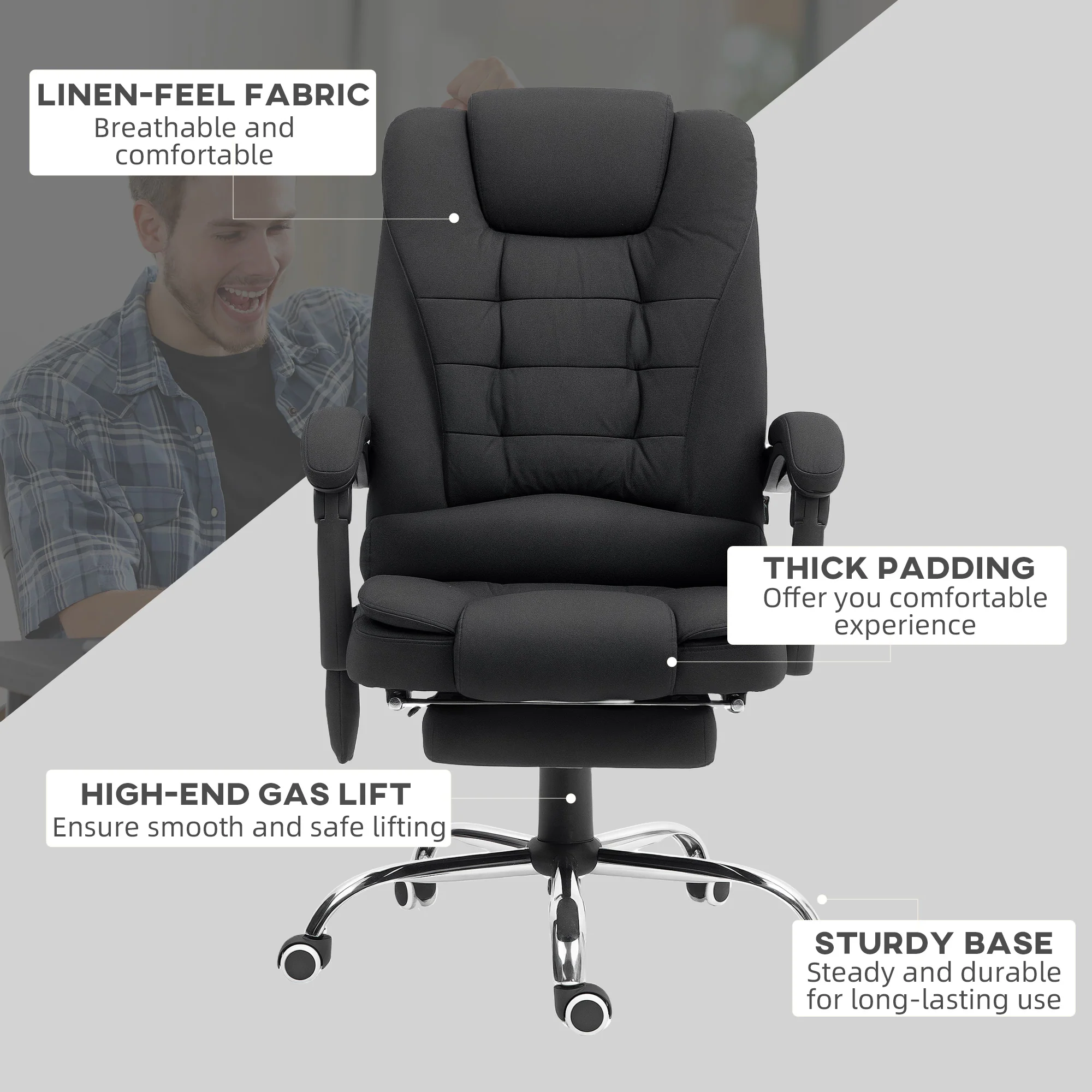 Vinsetto Ergonomic Heated 6 Points Vibration Massage Office Chair - Image 17