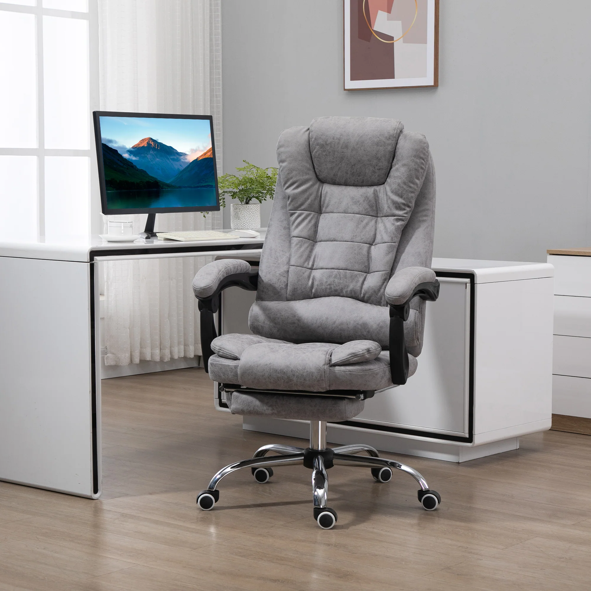 Vinsetto Ergonomic Heated 6 Points Vibration Massage Office Chair Grey - Image 2