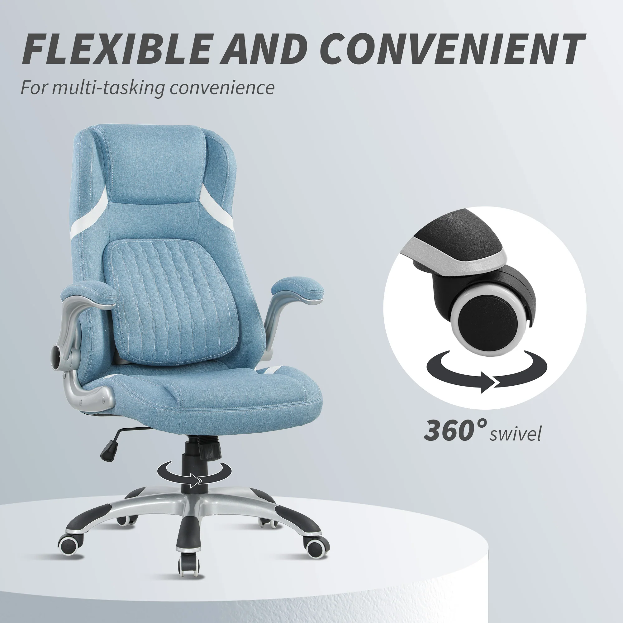 Vinsetto Fabric Office Desk Chair W/ Adjustable Height Tilt Function - Image 26