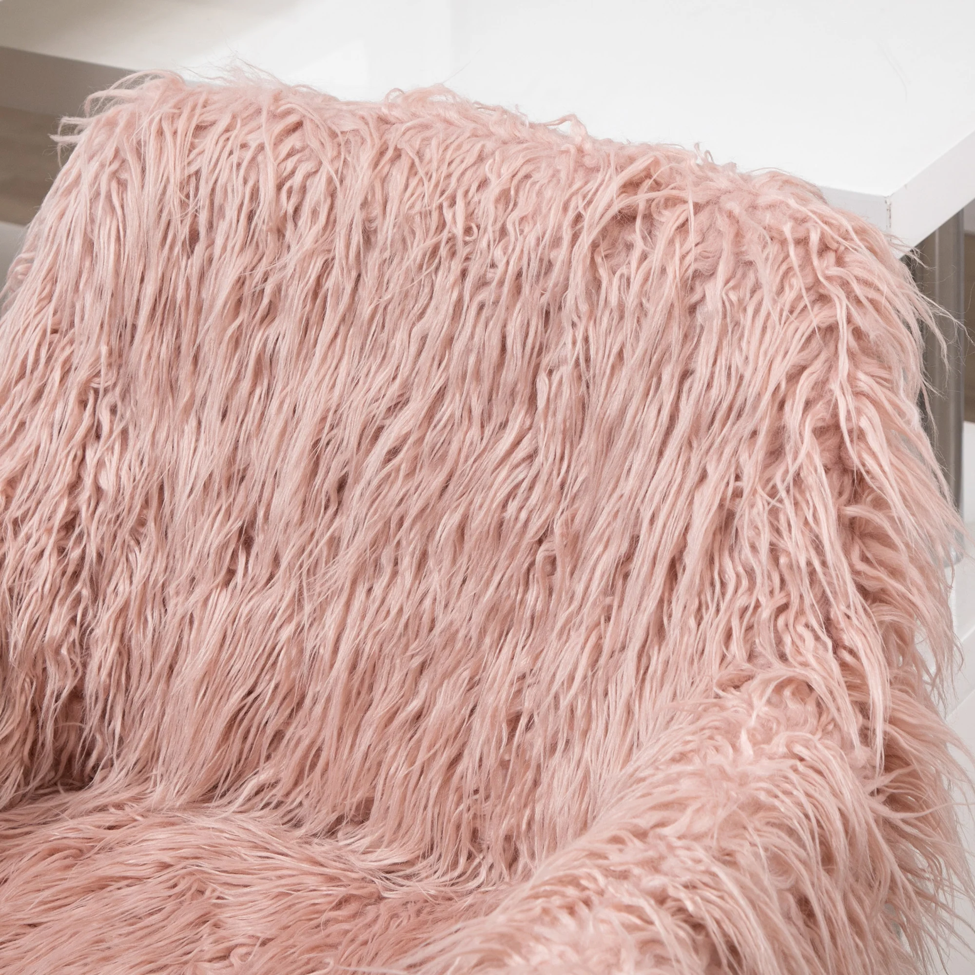 Vinsetto Faux Fur Home Office Chair, Vanity Chair W/ Adjustable Height, Pink - Image 8
