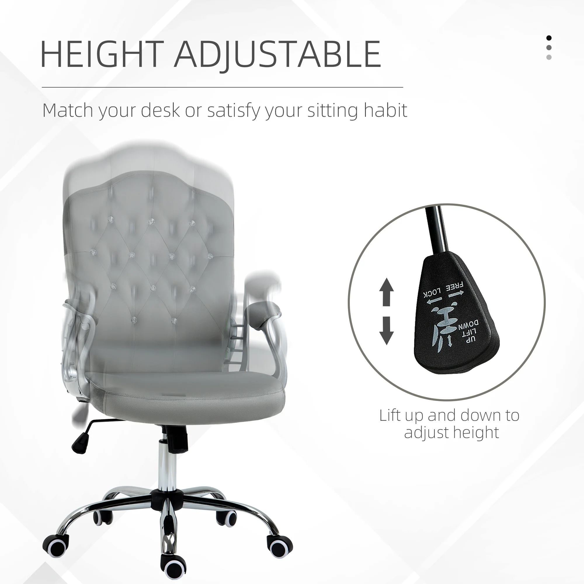 Vinsetto Home Office Chair with Adjustable Height Tilt Function - Image 12