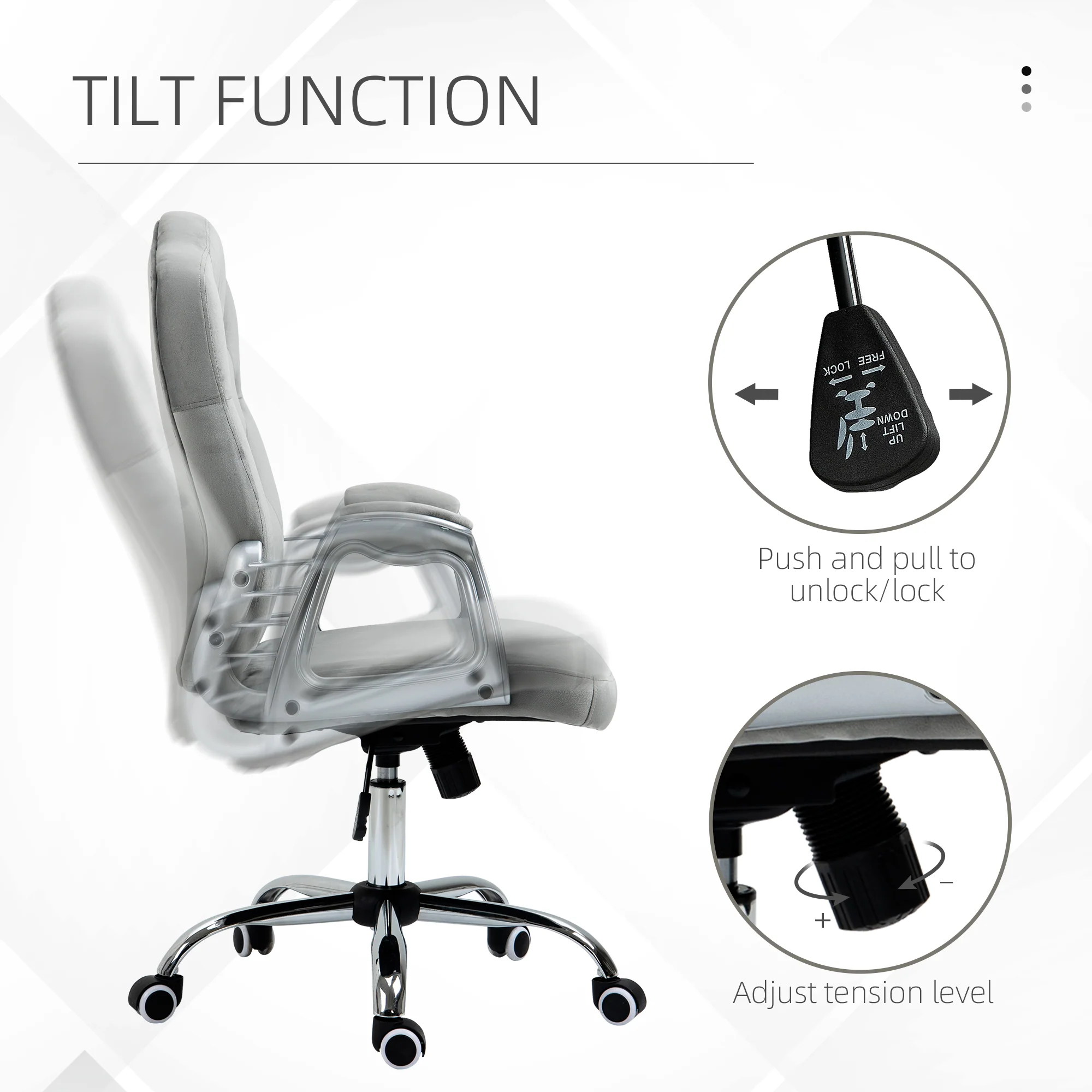 Vinsetto Home Office Chair with Adjustable Height Tilt Function - Image 13