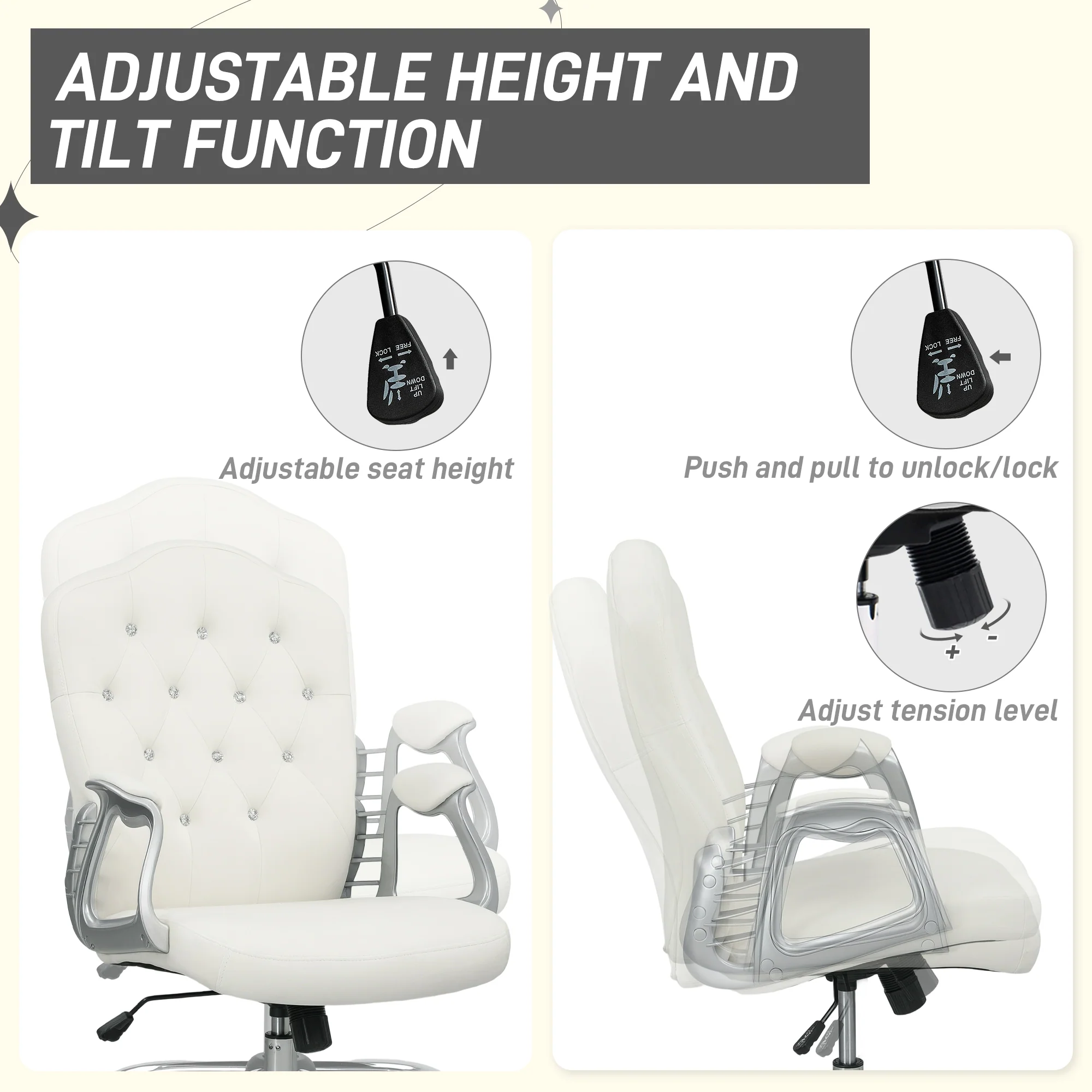 Vinsetto Home Office Chair with Adjustable Height Tilt Function - Image 4